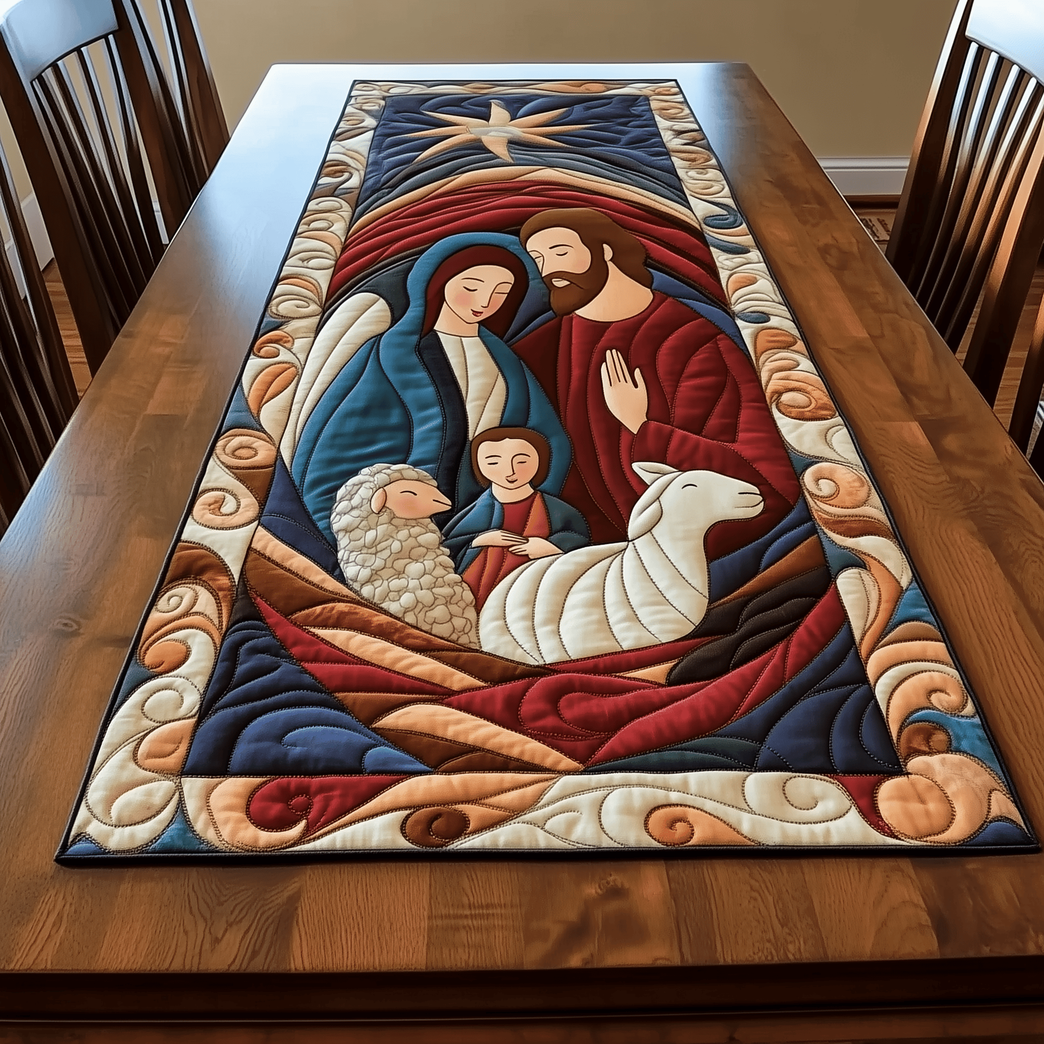 Nativity Quilted Table Runner Best Family Xmas Gifts