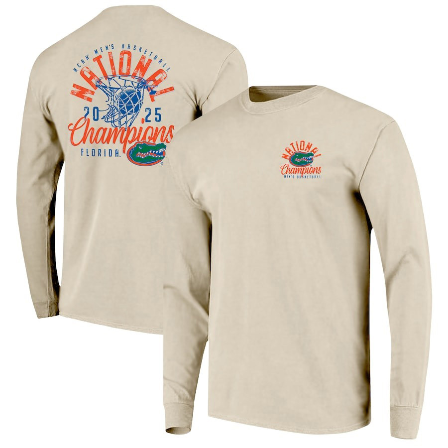 Natural Florida Gators 2025 NCAA Men's Basketball National Champions Long Sleeve Shirt