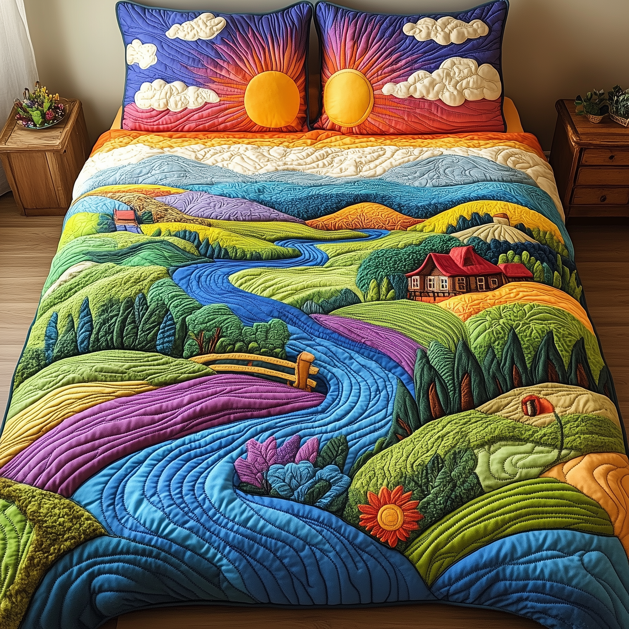 Nature's Symphony Quilted Bedding Set Unique Duvet Cover Bedspread Set Hot Birthday Day Gifts For Her