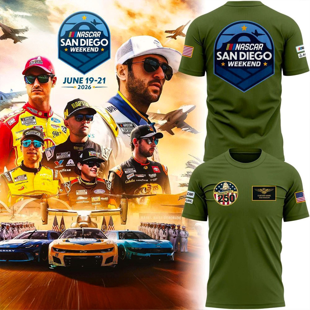 Navy 250 X Nascar San Diego Weekend T-Shirt Fan Merch Patriotic Gifts For Him