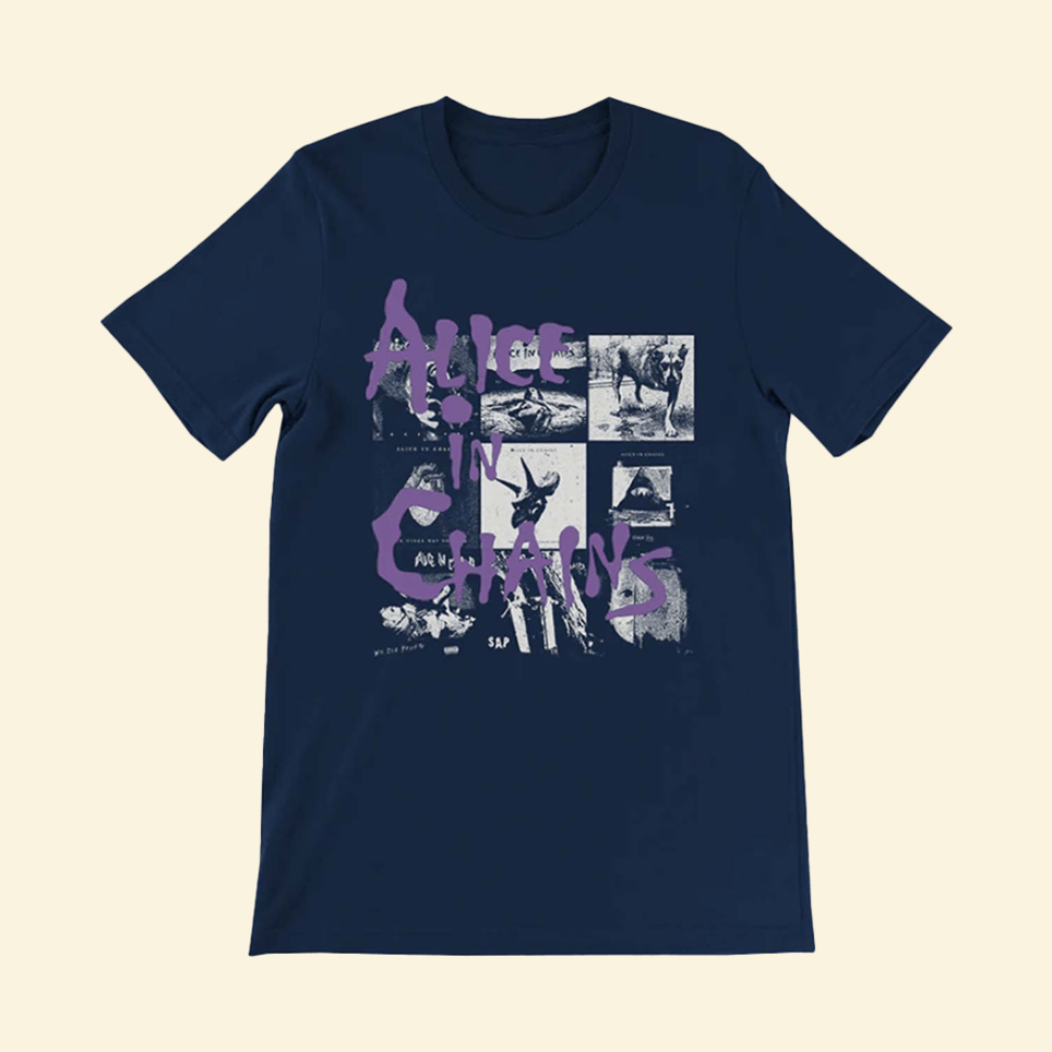 Navy Album Covers T-Shirt Alice In Chains Merch Music Lover Birthday Gift Ideas For Him