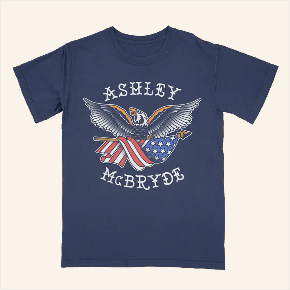 Navy Eagle Flag T-Shirt Ashley Mcbryde Merch Birthday Ideas For Husband Best Friend Gifts