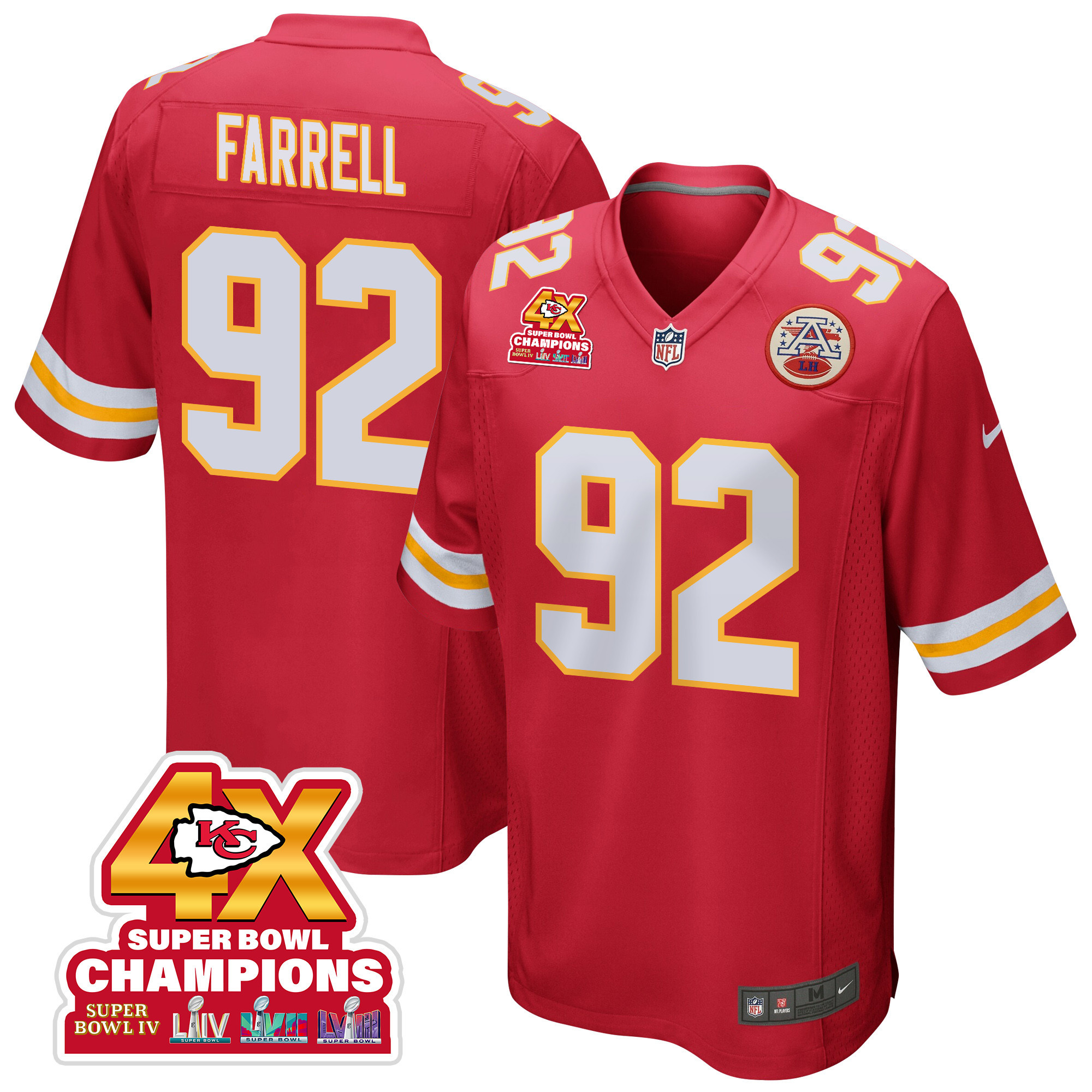 Neil Farrell 92 Kansas City Chiefs Super Bowl LVIII Champions 4X Game Men Jersey - Red - JSDV151