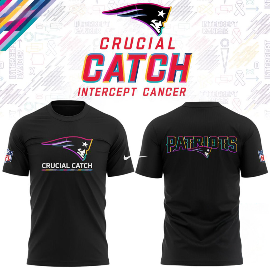 New England Patriots Black 2025 NFL Crucial Catch Tri Blend Dri Fit T-Shirt Patriots Merch