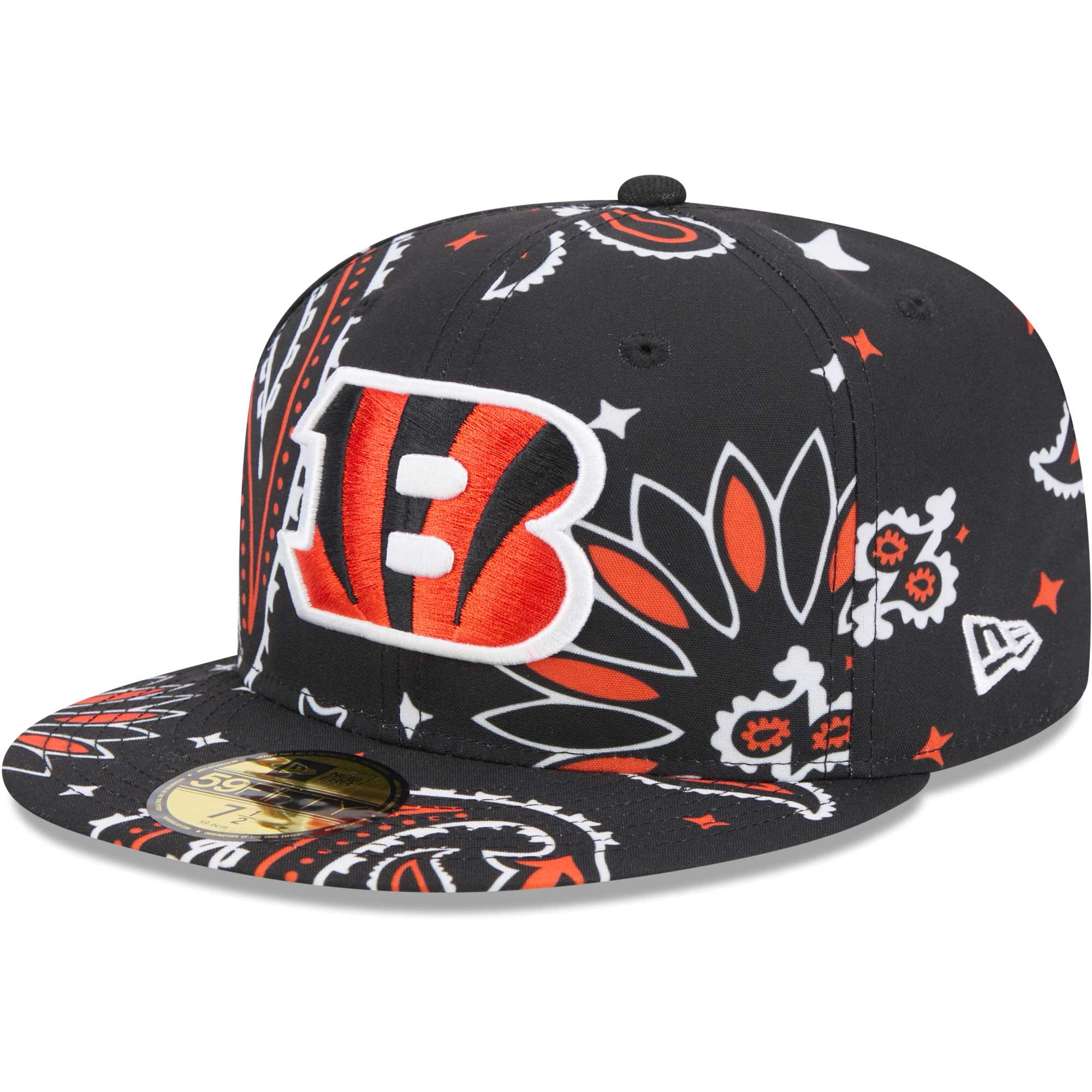 New Era Black Cincinnati Bengals Paisley Snapback Hat Embroidered Gifts For Friends
