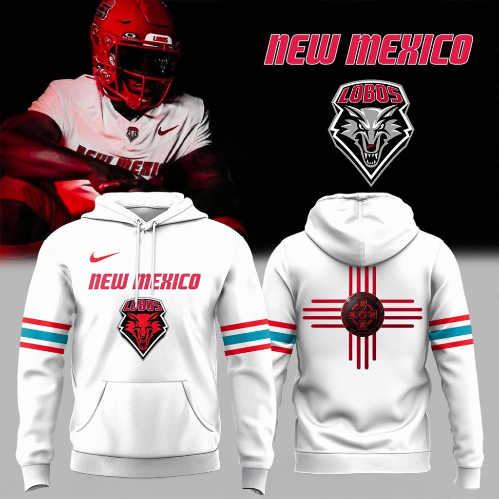 New Mexico Lobos Wordmark Logo Uniform Hoodie Lobos Merch Football Fan Gift Ideas