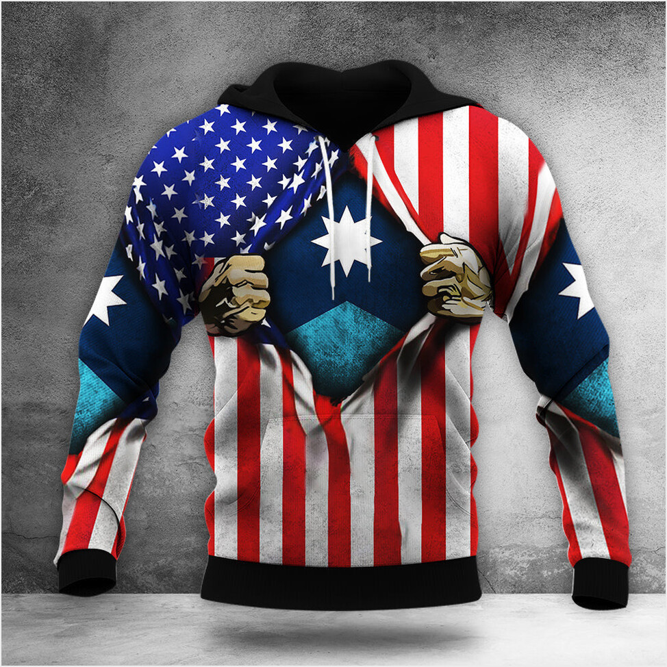 New Minnesota Flag Inside USA Flag Hoodie Patriotic Minnesota State Sweatshirt Hooded