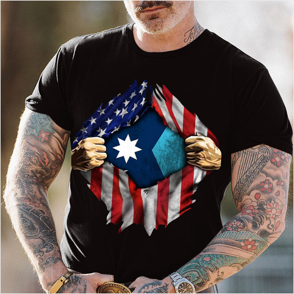 New Minnesota Flag Inside USA Flag Shirt Redesign Patriotic Minnesota T-Shirt Clothing