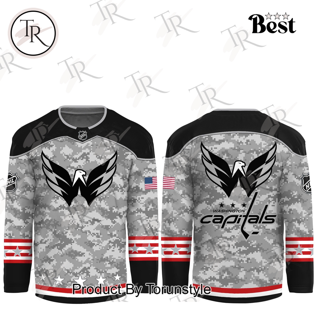New NHL Washington Capitals Arctic Camo 2024 Salute to Service Club Hockey Jersey