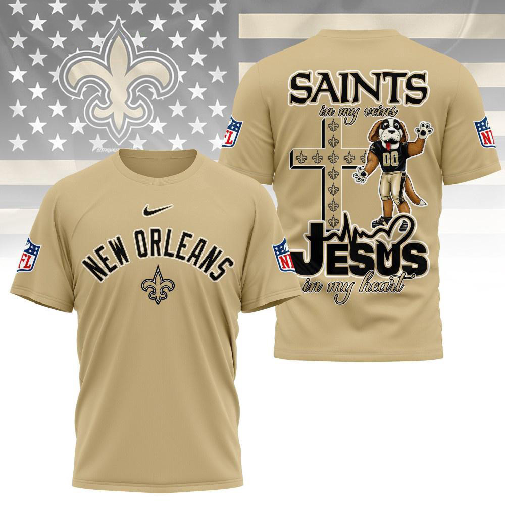 New Orleans Saints In My Veins In My Heart All Over Print Shirt Best Gifts For Football Fans