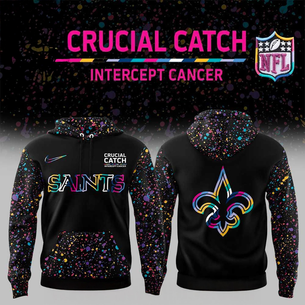 New Orleans Saints X Crucial Catch Intercept Cancer Hoodie New Orleans Saints Merch_