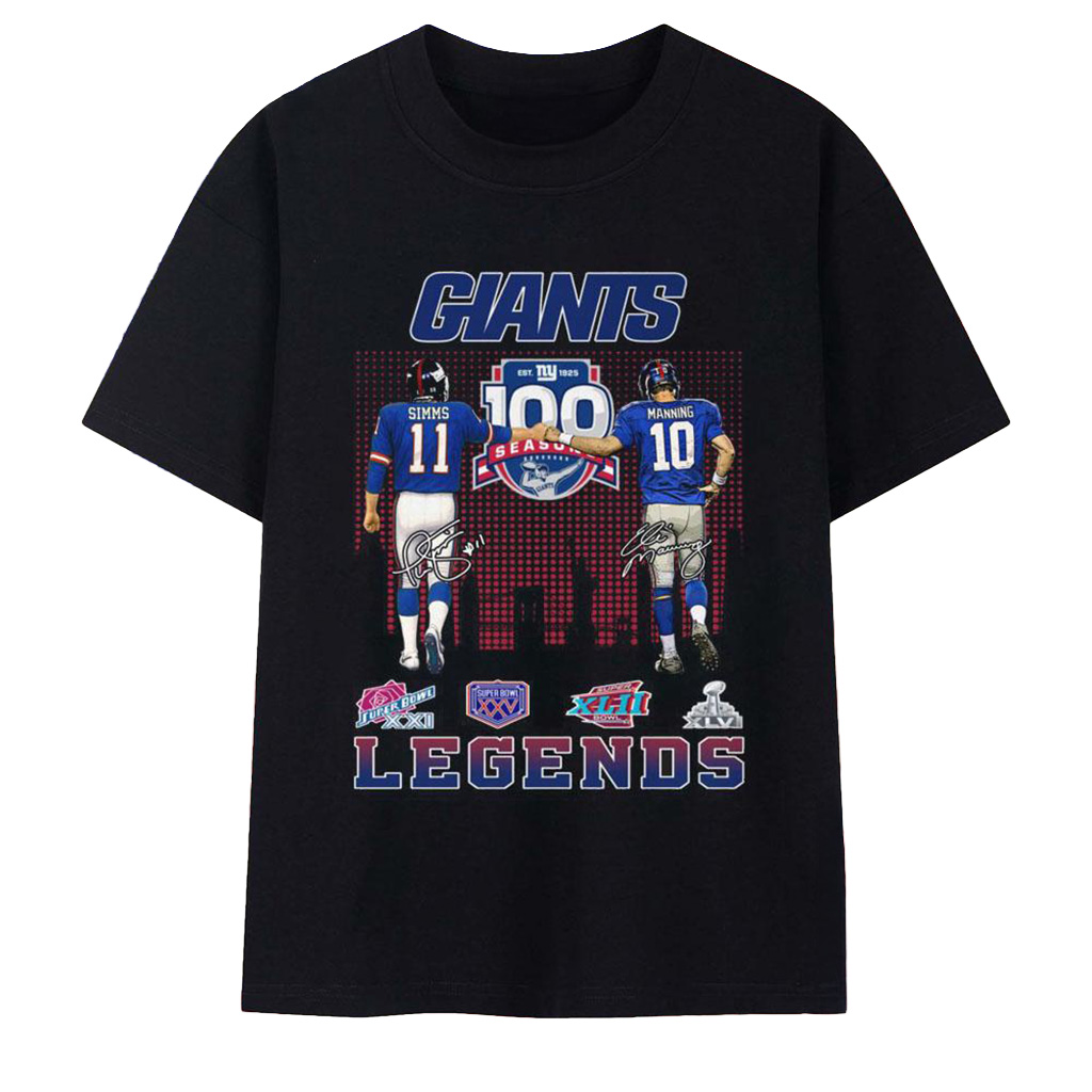 New York Giants 100 Season Anniversary Legends 2025 T-Shirt New York Giants Merch Fans Gifts