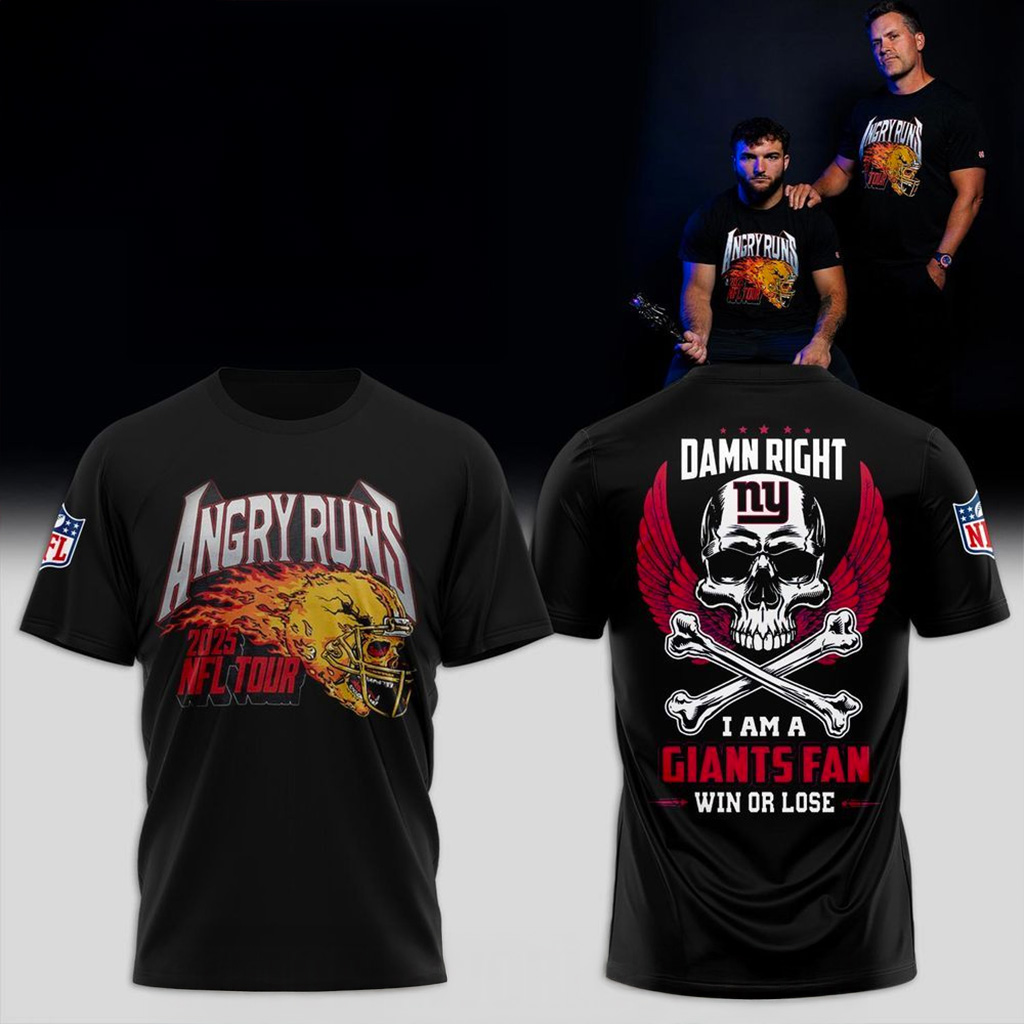 New York Giants Angry Runs 2025 NFL Tour T-Shirt Giants Merch Football Fan Gift Ideas