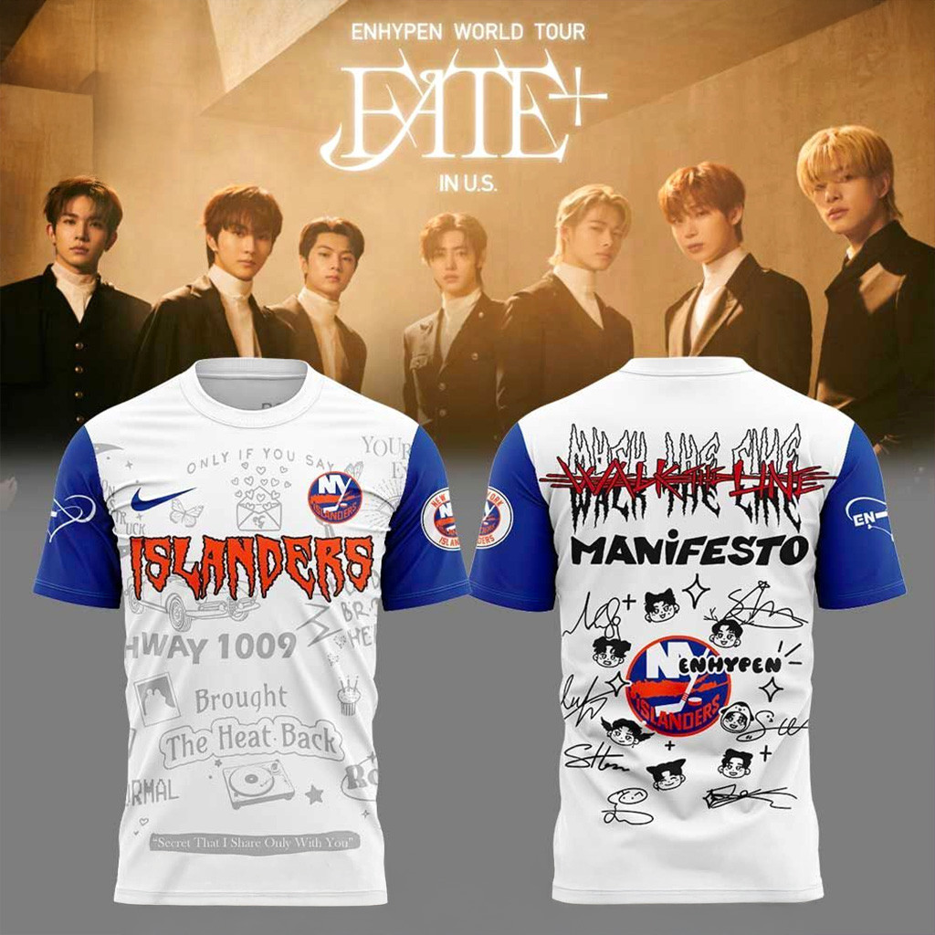 New York Islanders X Enhypen Walk The Line 2025 Signature Tshirt