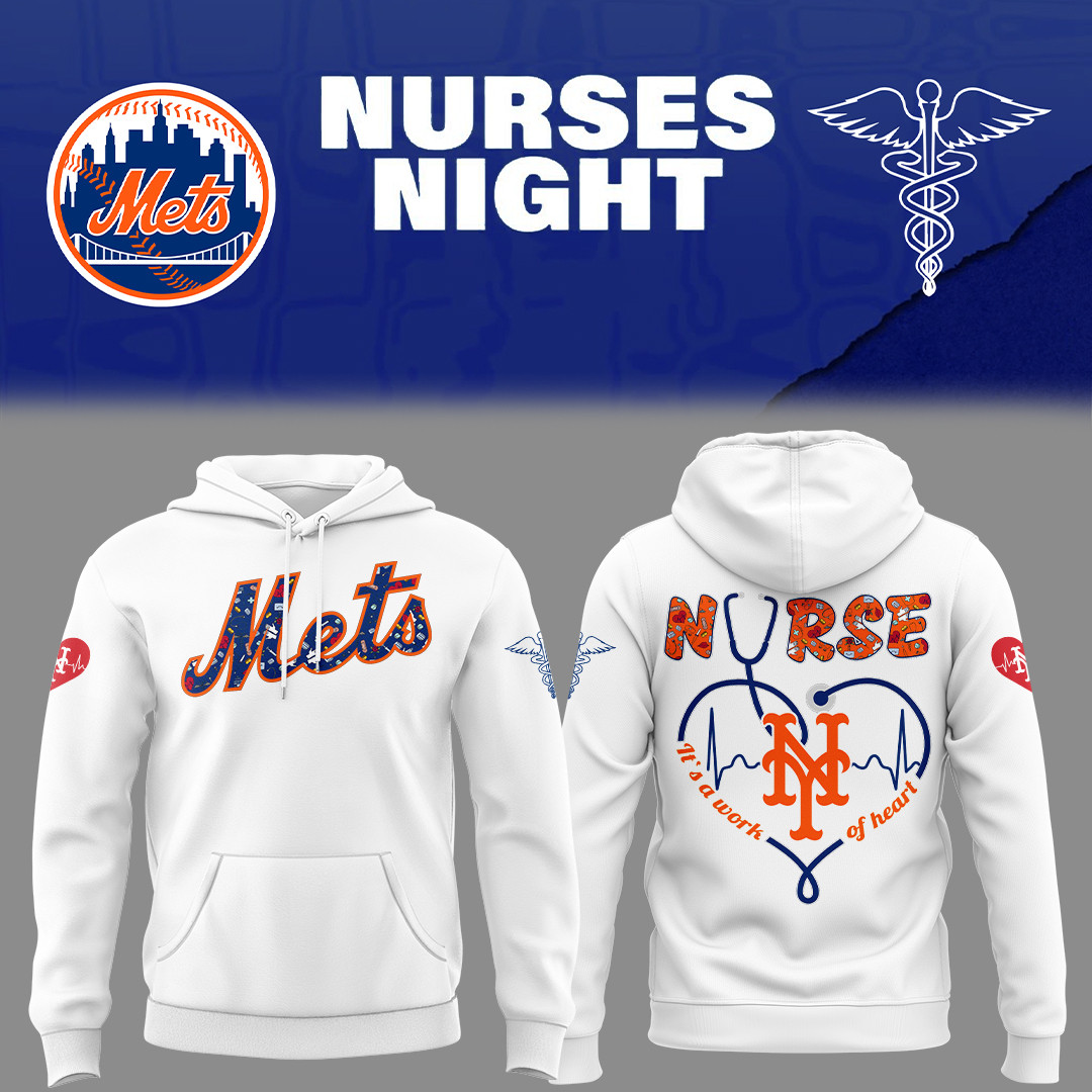 New York Mets Baseball Nurses Night White Hoodie Baseball Team Gift Ideas