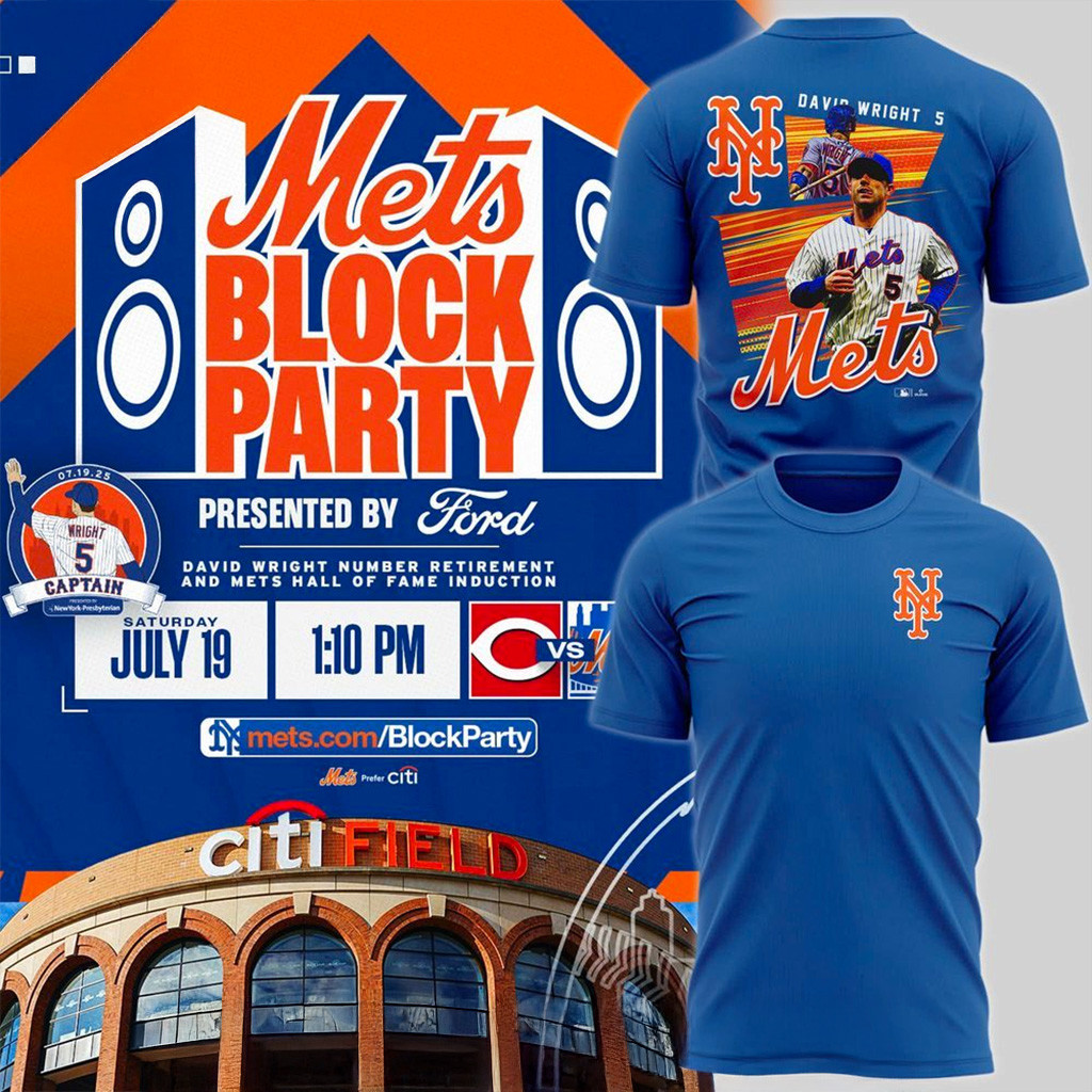 New York Mets Block Party David Wright T-Shirt New York Mets Merch Dad Gifts