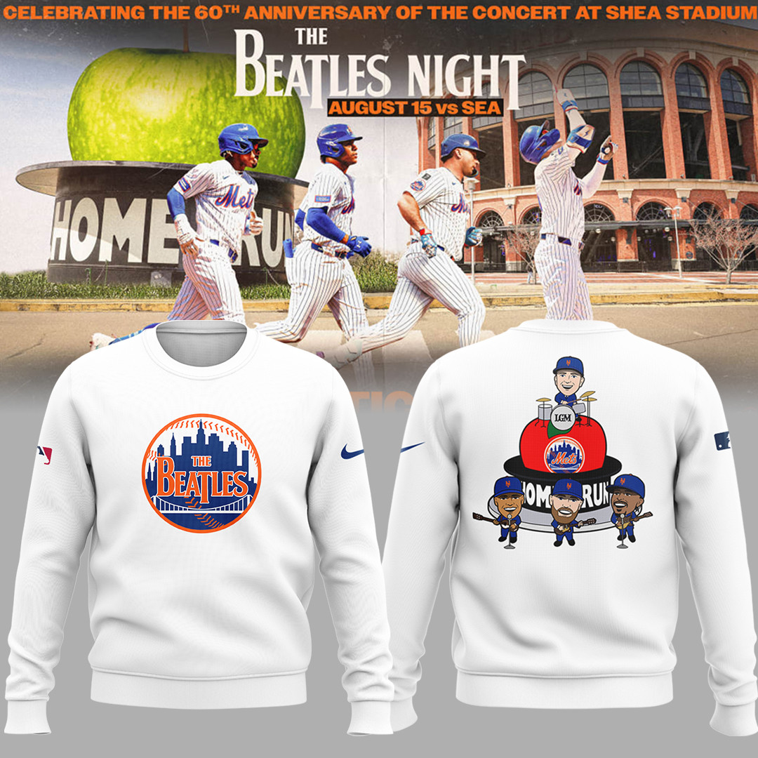 New York Mets Fab Four The Beatles Night 2025 Sweatshirt Cool Gifts For Baseball Lovers