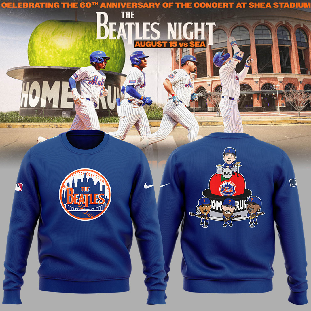 New York Mets Fab Four The Beatles Night 2025 Sweatshirt Cool Gifts For Baseball Supporters