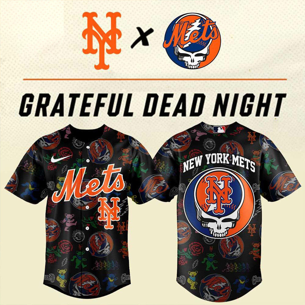 New York Mets Grateful Dead Night Baseball Jersey New York Mets Merch Fans Gifts