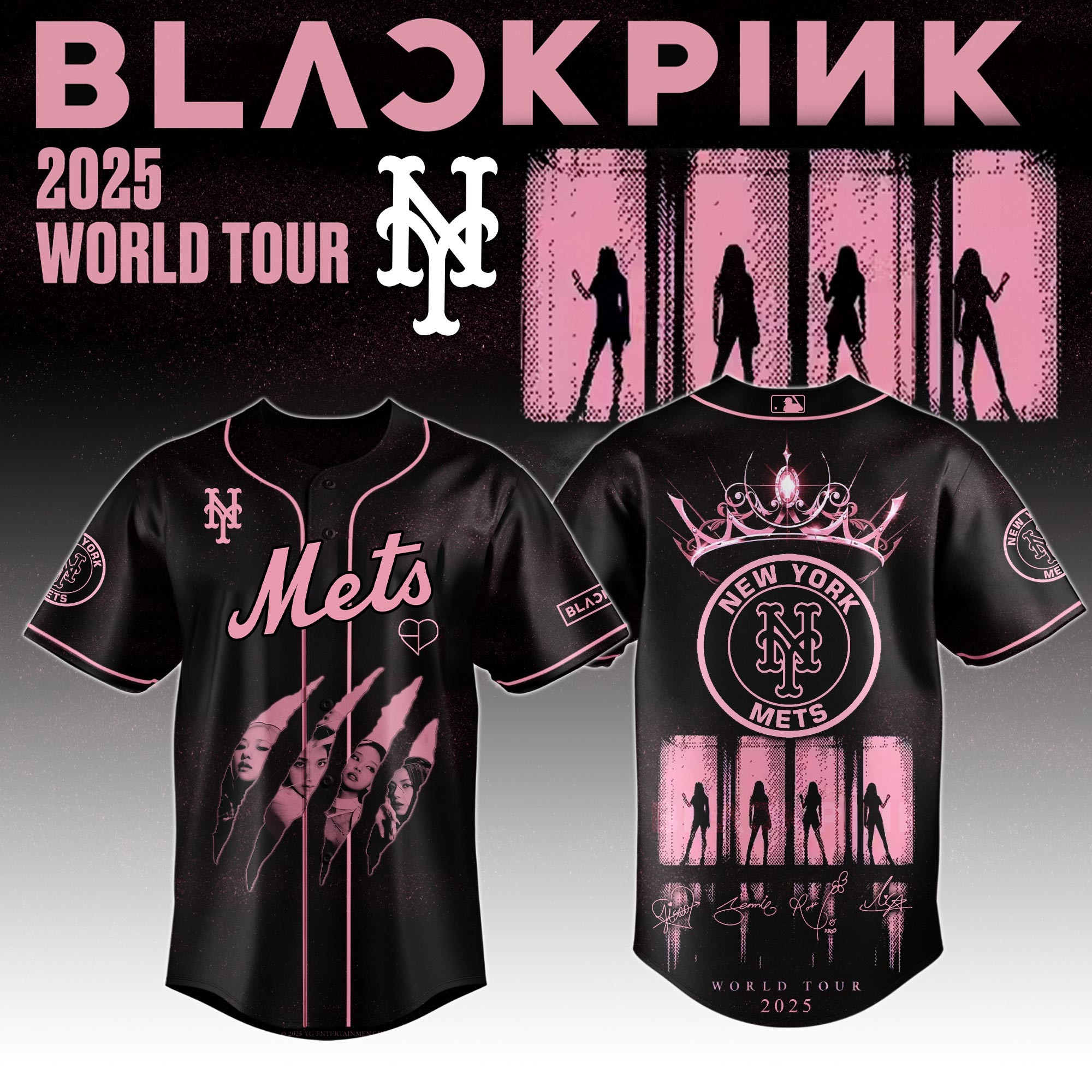 New York Mets Mlb X Black Pink World Tour Baseball Jersey For Fans Mets Merch