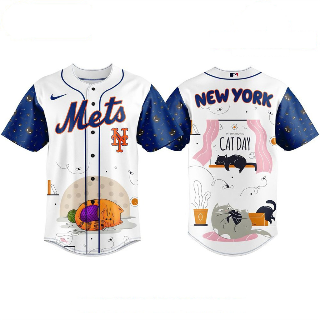 New York Mets MLB x International Cat Day Jersey 2025 Mets Merch Gifts For Baseball Fans