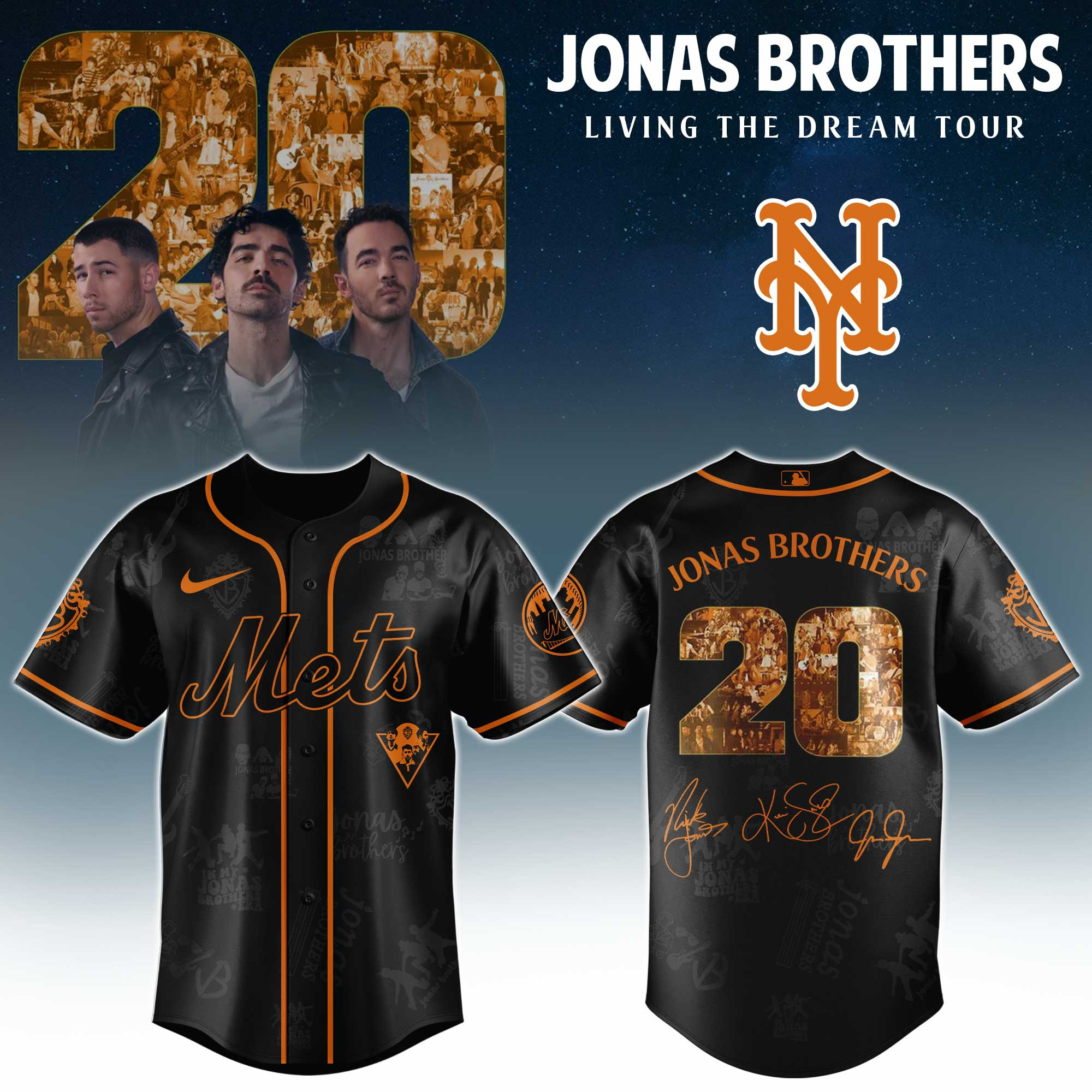 New York Mets Mlb X Jonas Brothers Tour Personalized Baseball Jersey For Fans