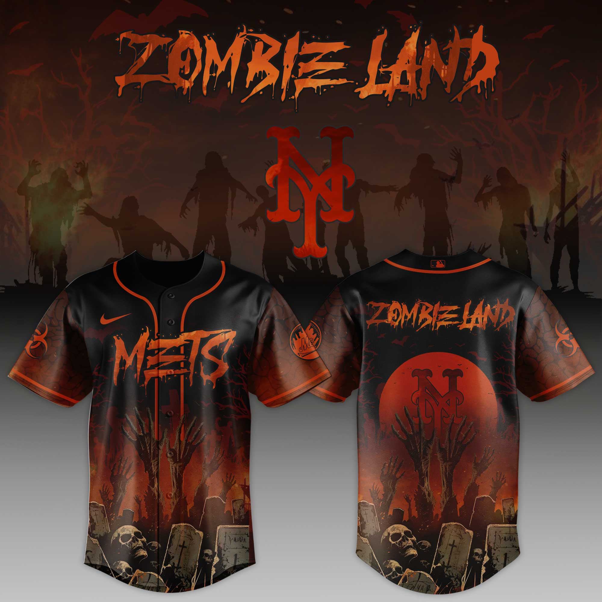 New York Mets Mlb X Zombie Land Baseball Jersey For Fans