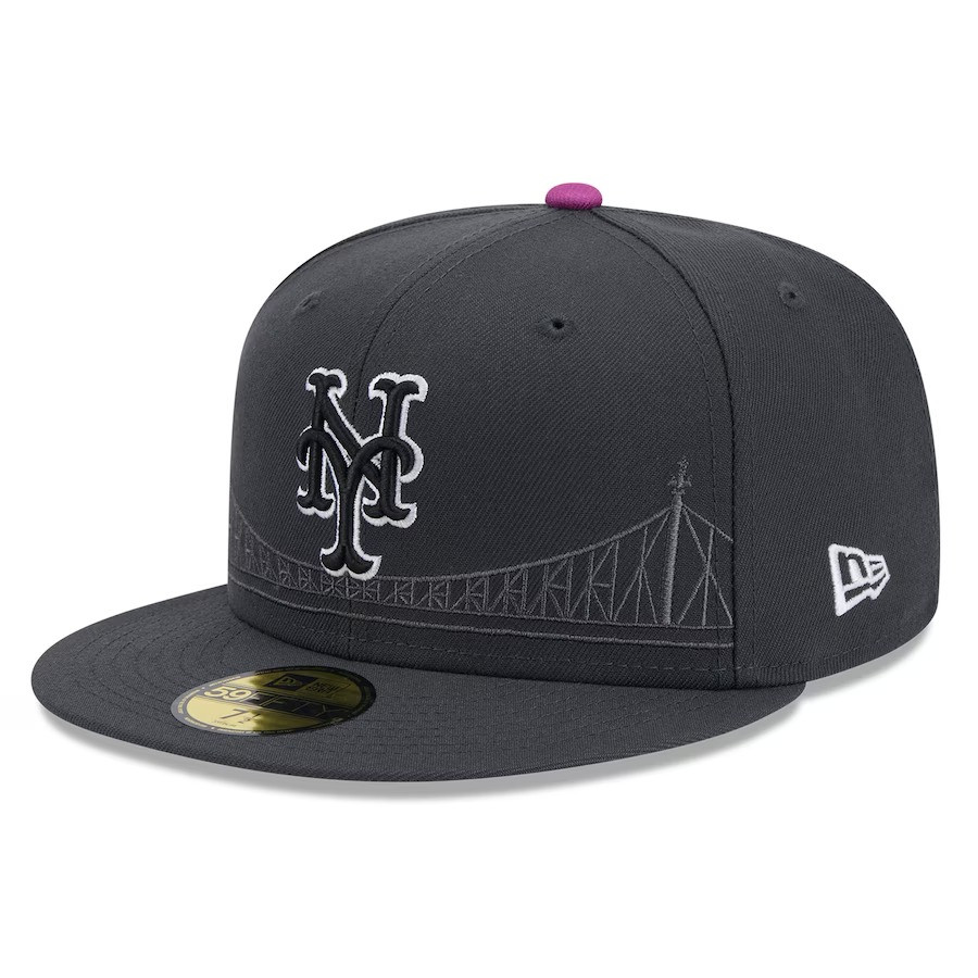 New York Mets New Era Graphite 2024 City Connect 59fifty Fitted Embroidered Hat Cool Gifts For Baseball Lovers