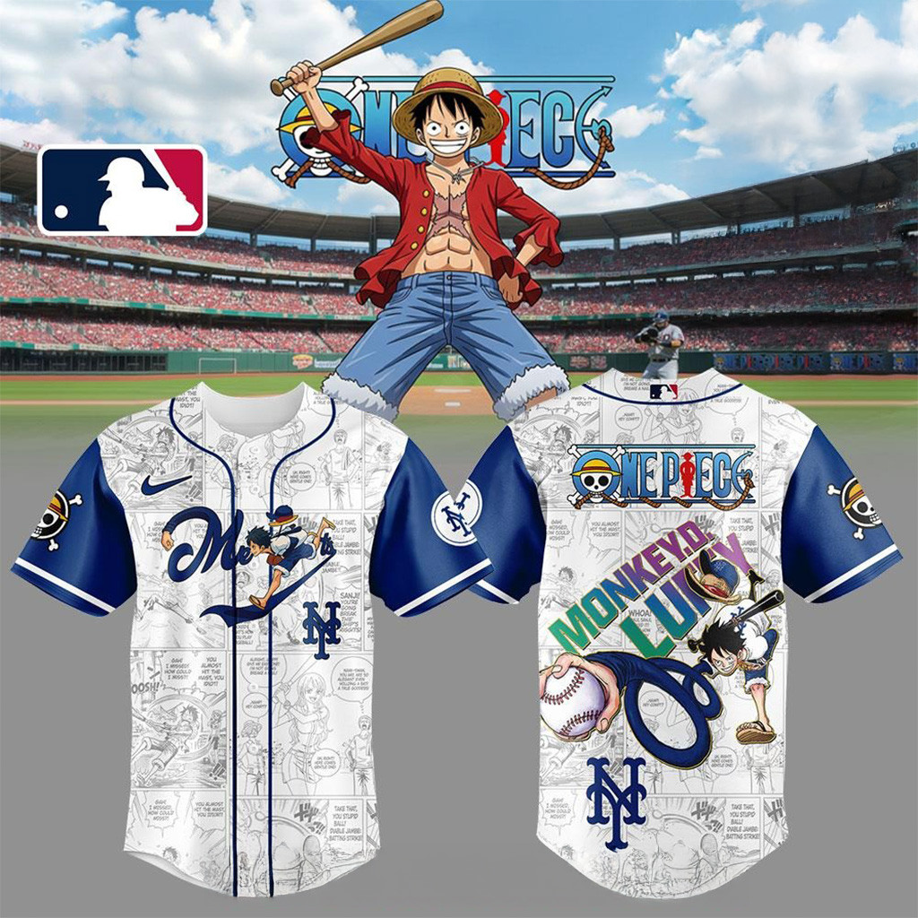 New York Mets Straw Hat Monkey D Luffy Special Baseball Jersey Mets Merch Gifts For Son