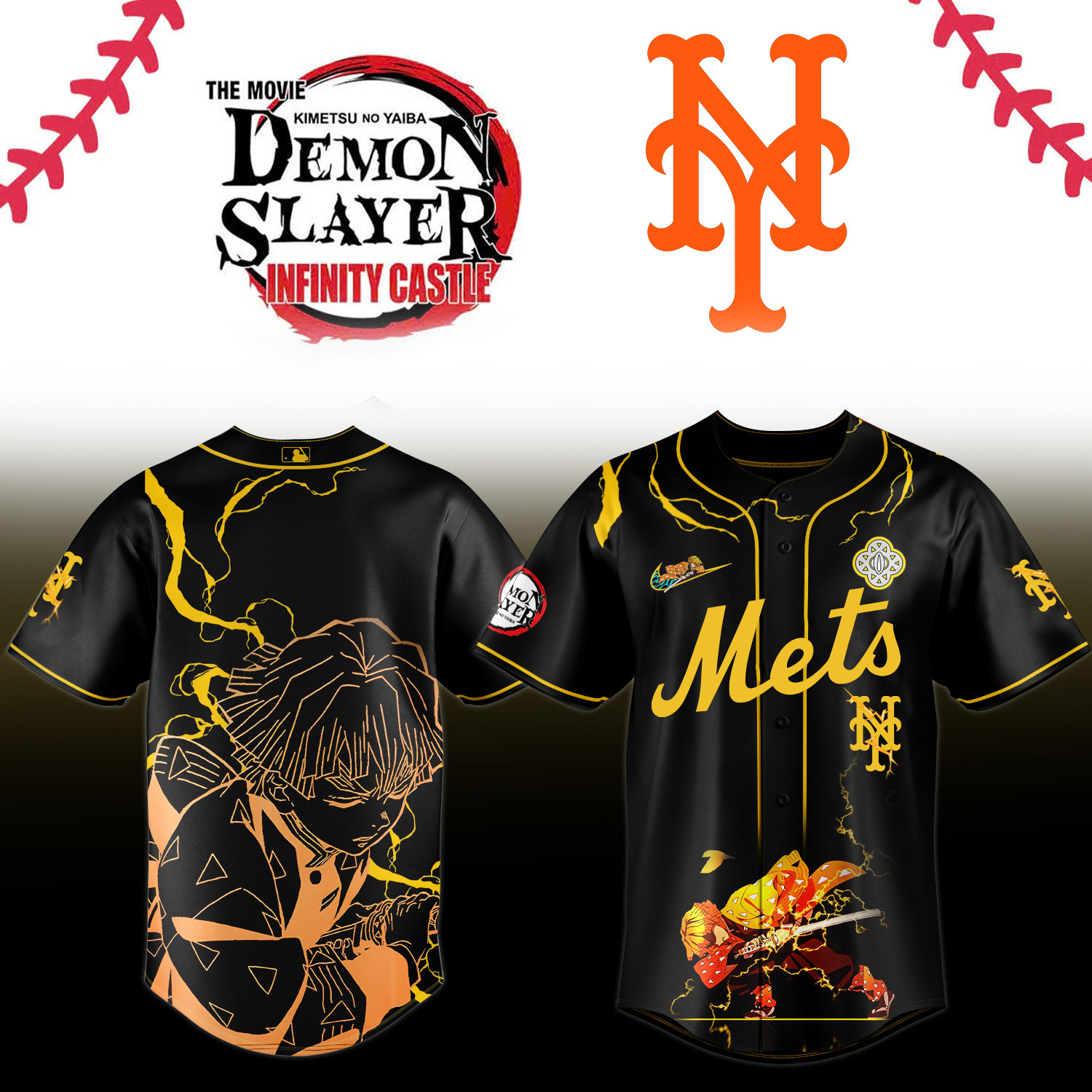 New York Mets x Demon Slayer Zenitsu Agatsuma Jersey 2025 Gift For Fans