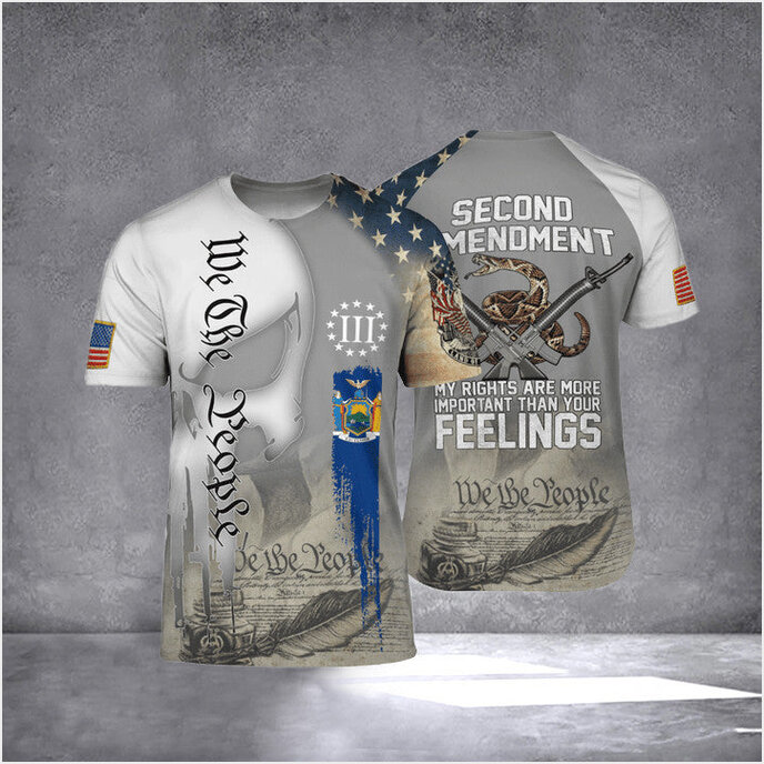 New York Second Amendment T-Shirt We The People Skull Apparel Gun Rights Supporters Clothing
