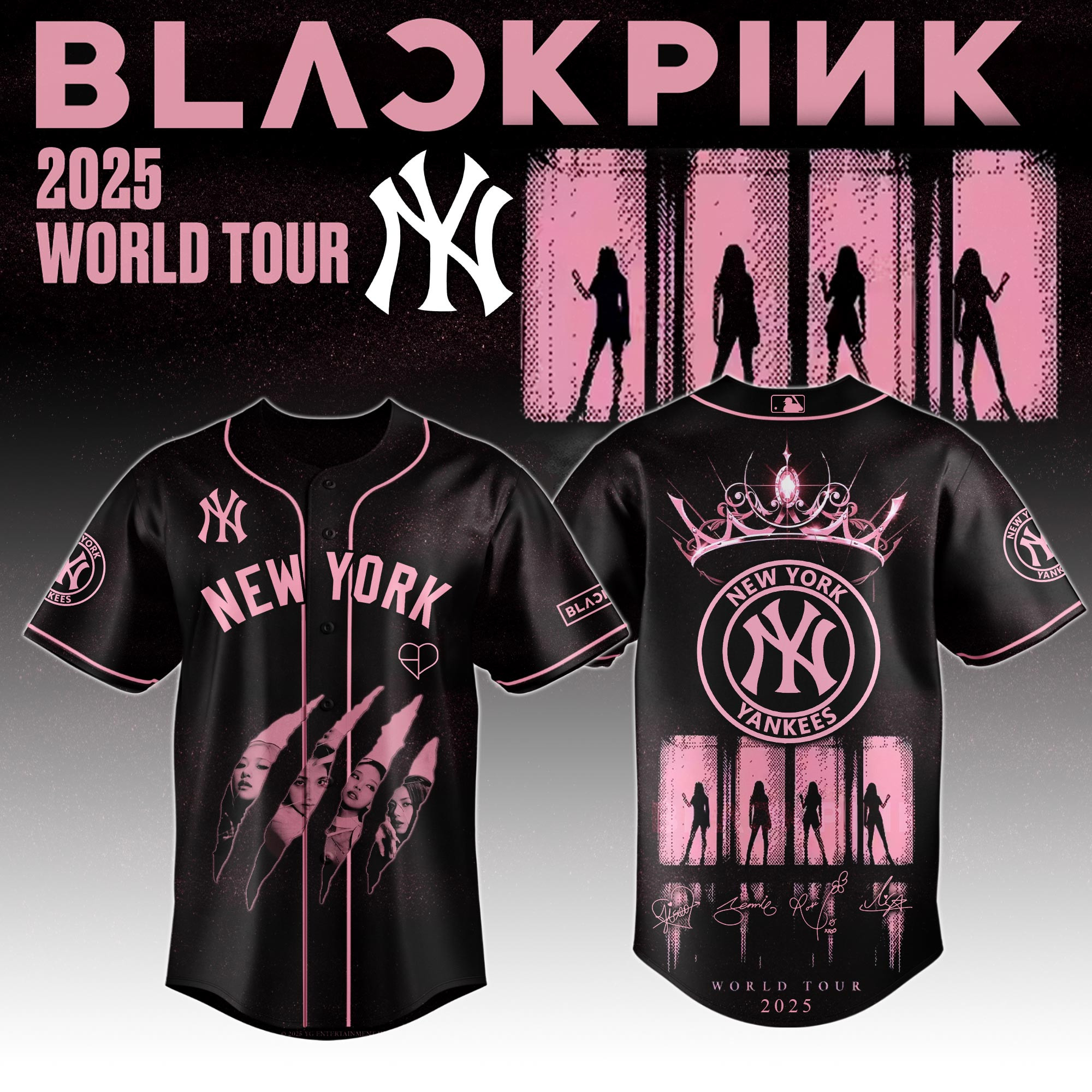 New York Yankees Mlb X Black Pink World Tour Baseball Jersey For Fans Yankees Merch