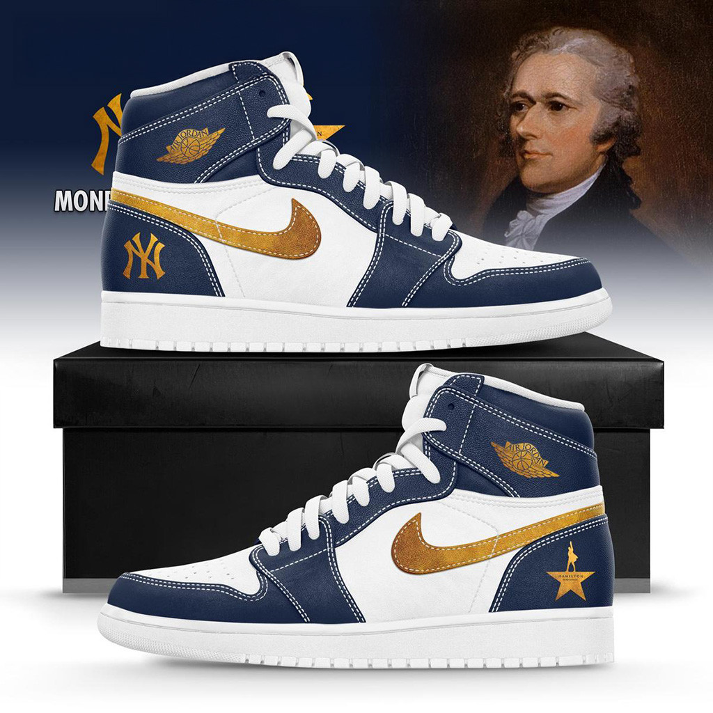 New York Yankees X Hamilton Air Jordan 1 Shoes Yankees Merch Gifts For Husband