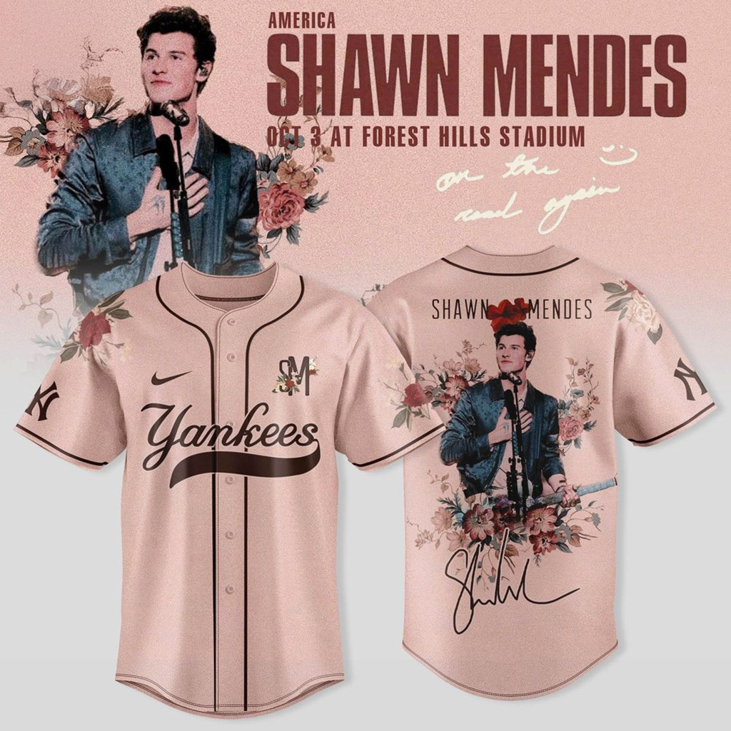 New York Yankees X Shawn Mendes On The Road Again Tour Baseball Jersey Yankees Merch
