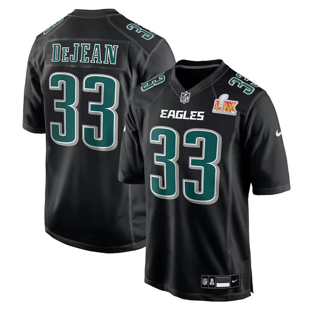 Cooper DeJean Carbon Black Philadelphia Eagles Super Bowl LIX Jersey