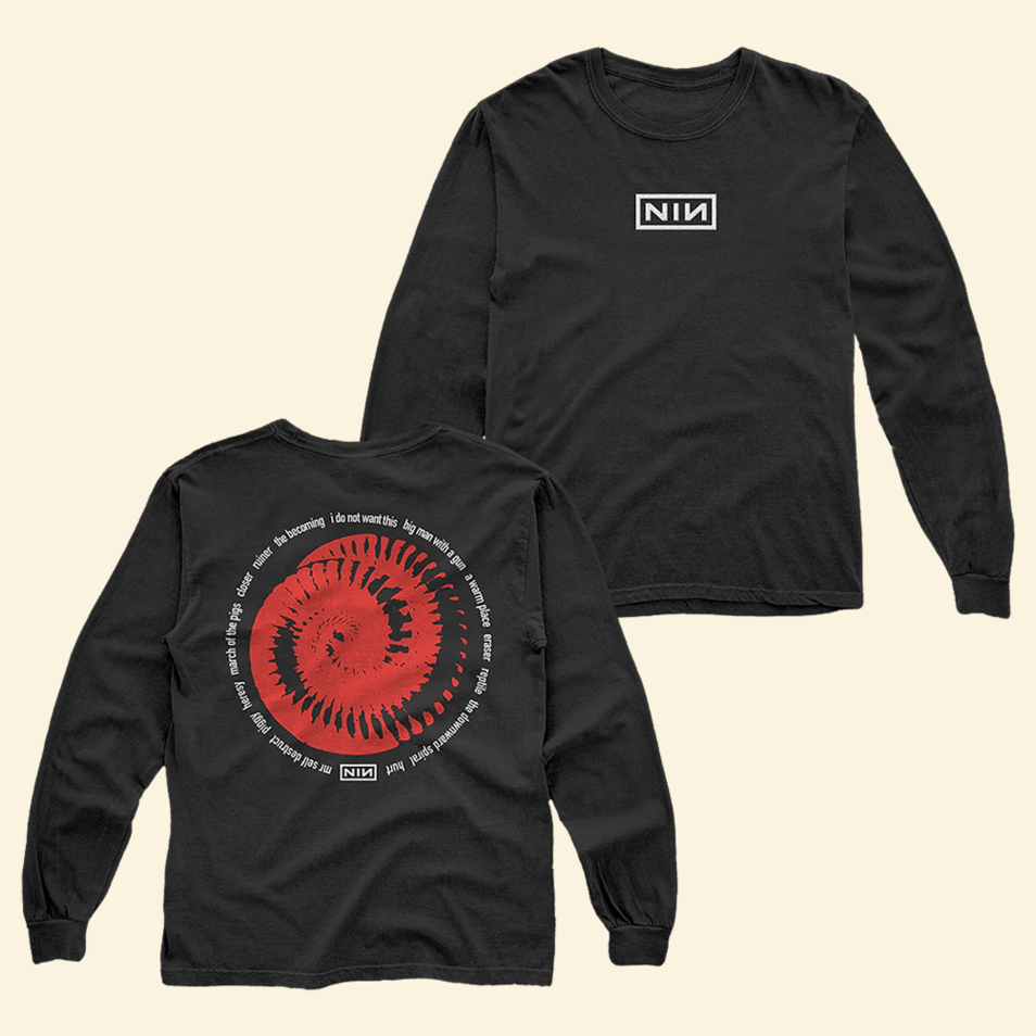 NIN Red Spiral Long Sleeve Shirt Nine Inch Nails Merch Father's Day Birthday Gifts For Husband