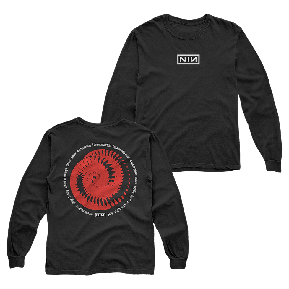 Nine Inch Nails Merch NIN Red Spiral Long Sleeve Shirt Father's Day Gifts For Husband