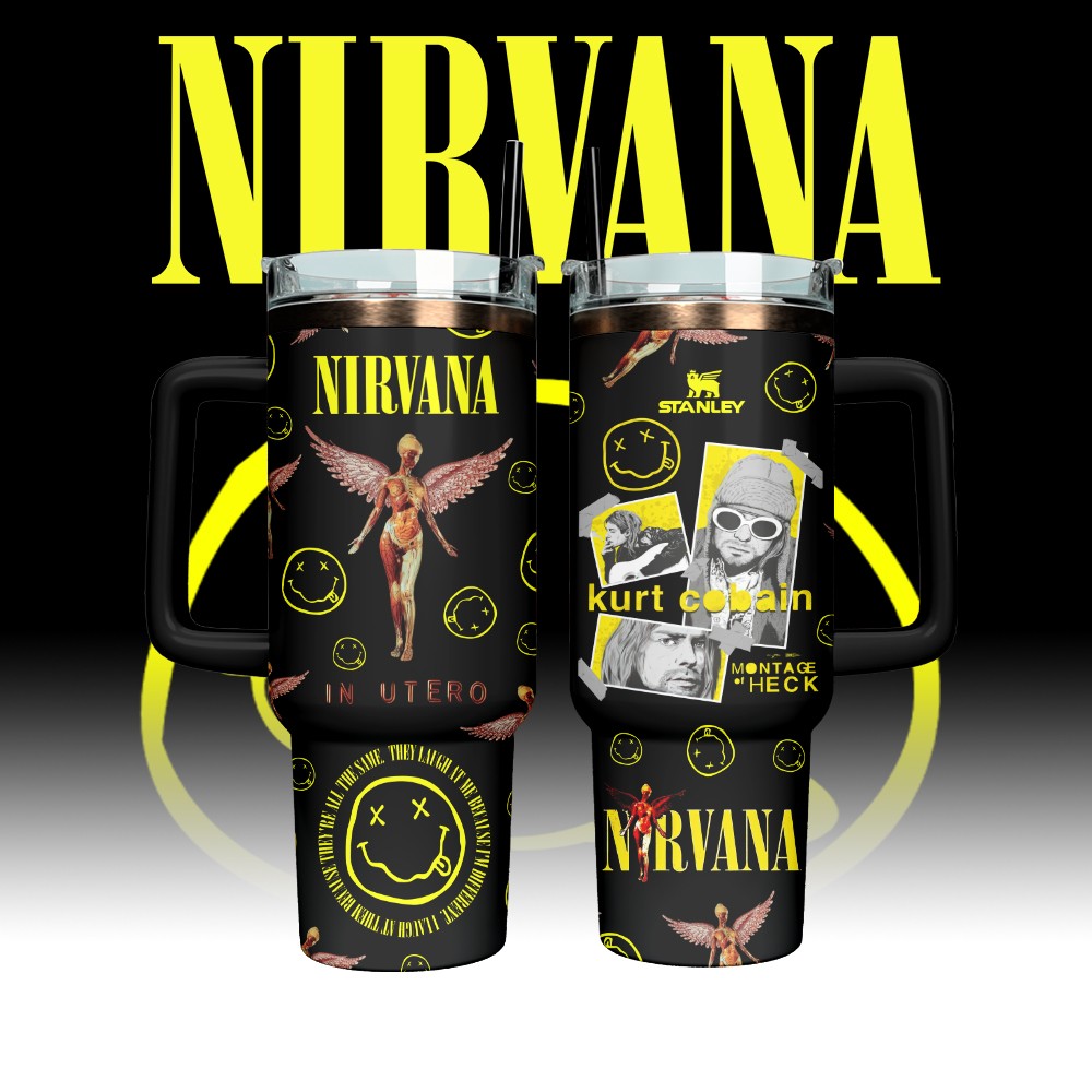 Nirvana Band Stanley Quencher Stainless Steel Tumbler Gift Ideas For Music Lovers