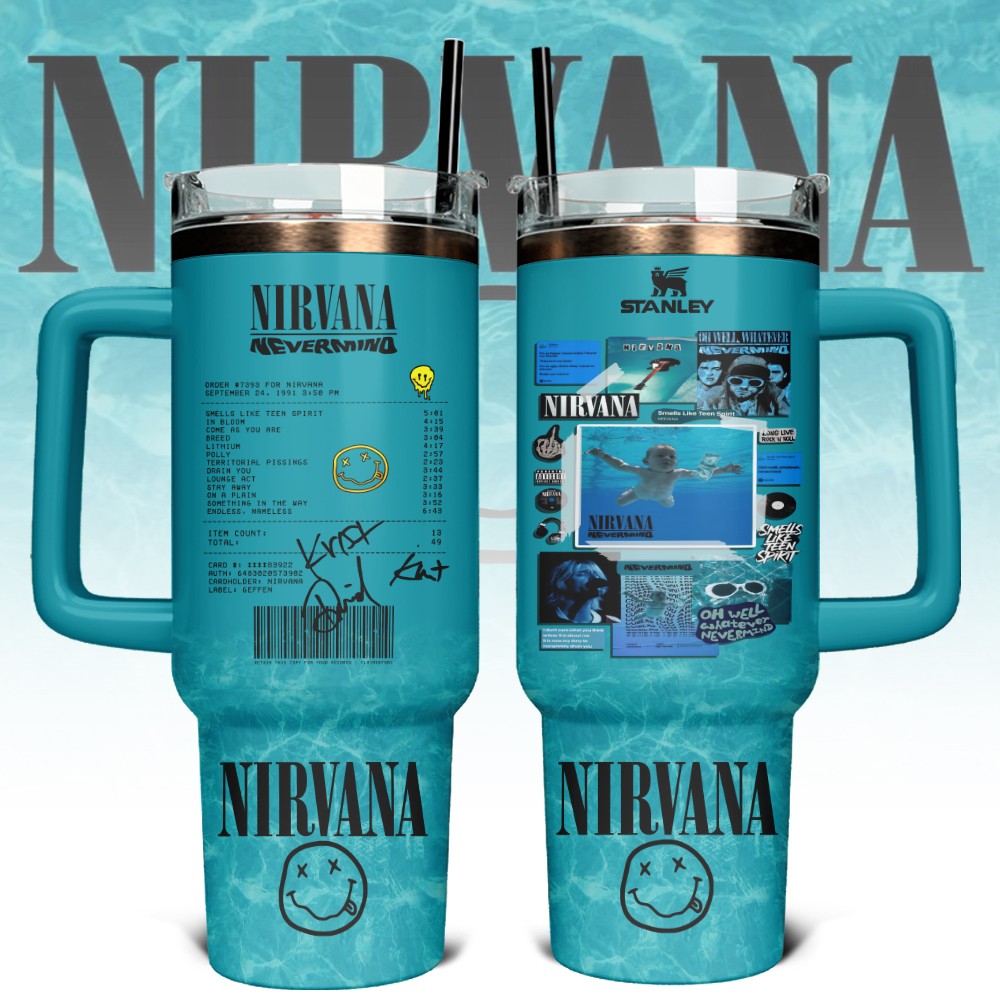Nirvana Band Stanley Quencher Stainless Steel Tumbler Unique Gift For Music Lovers