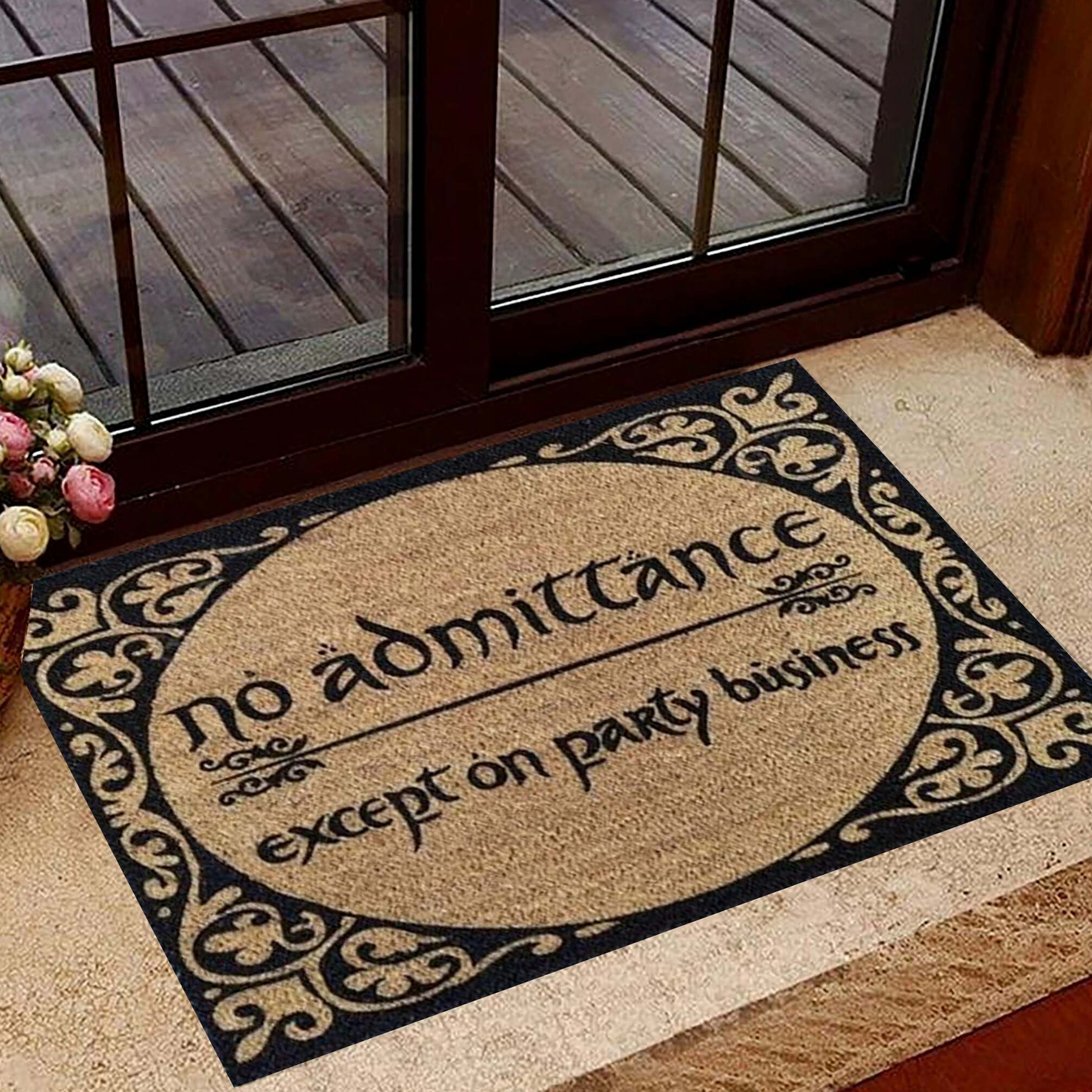 No Admittance Except On Party Business Doormat Funny Front Door Mat Entrance Rug Outdoor