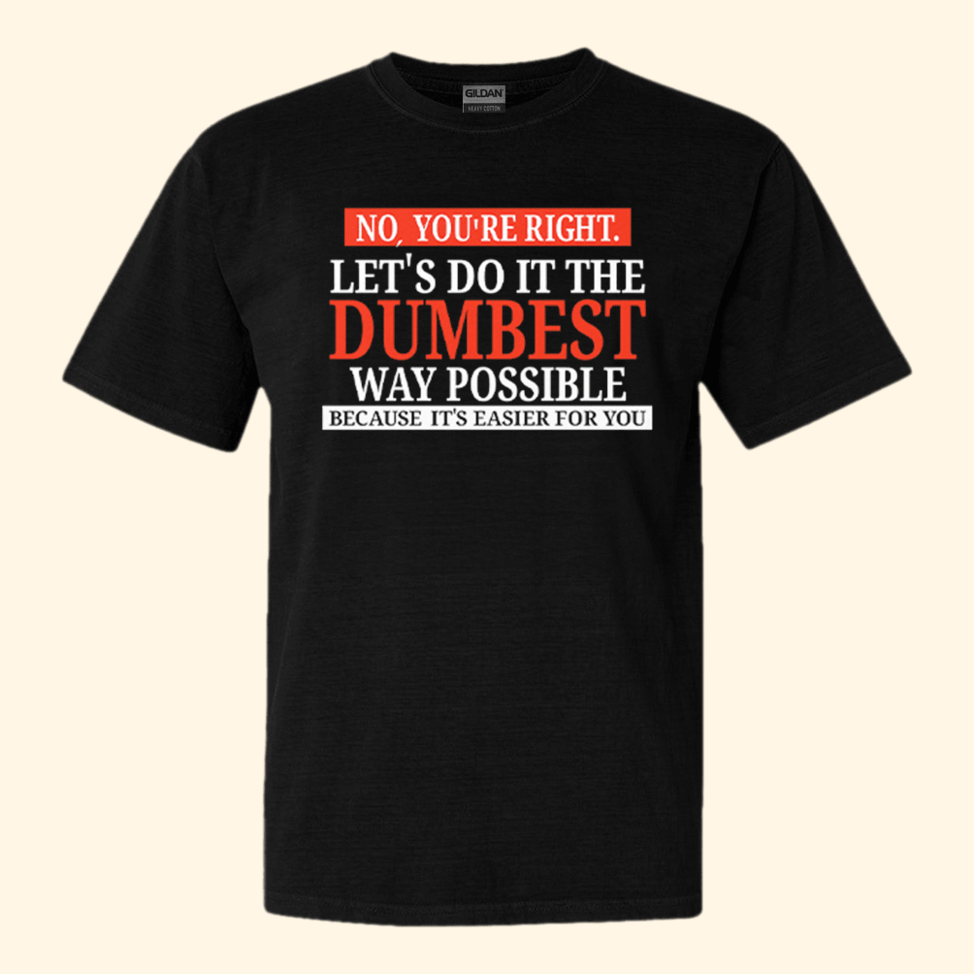 No Youre Right Lets Do It The Dumbest Way Possible Because Its Easier For You Shirt