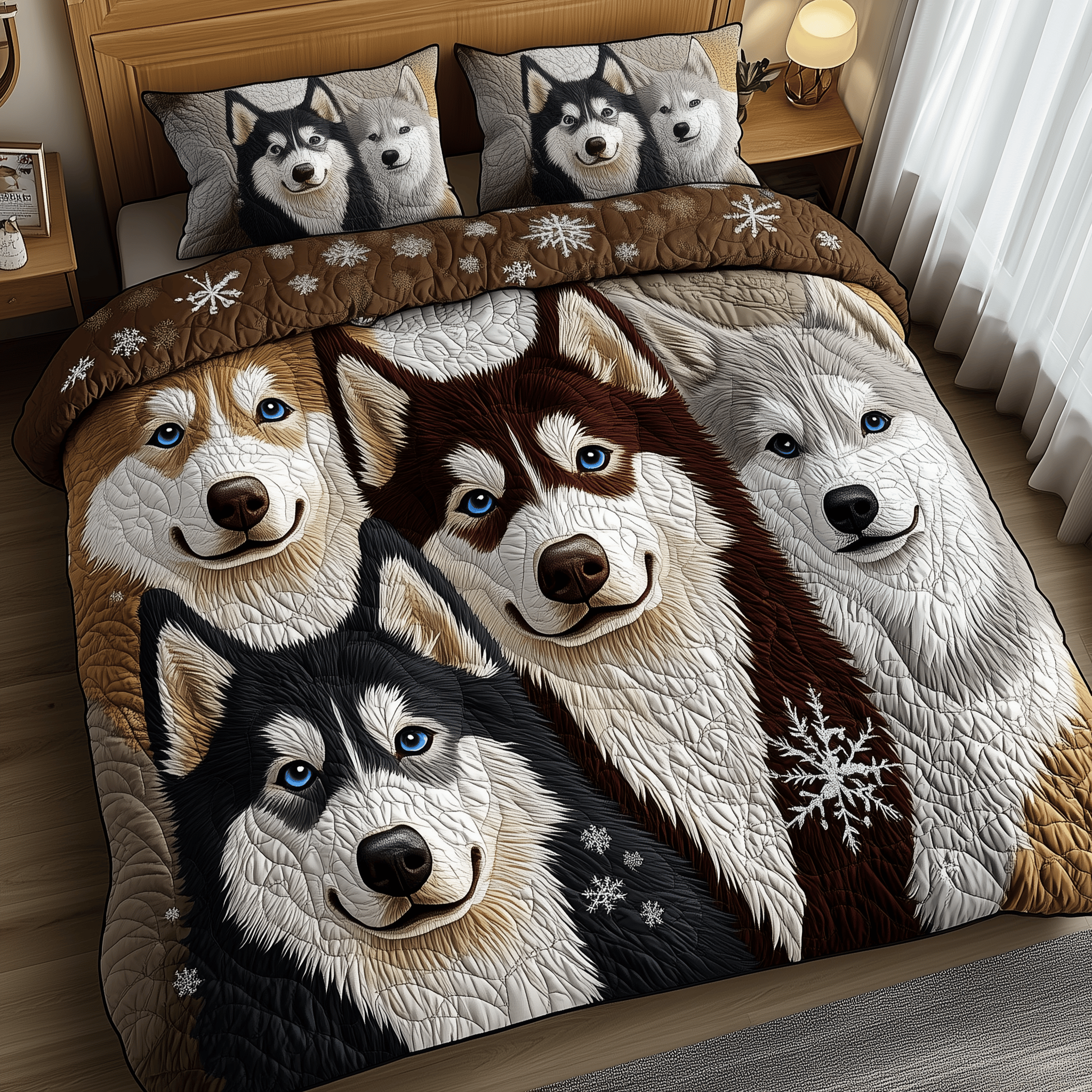 Northern Siberian Guardian Quilted Bedding Set Duvet Cover Bedspread Set Merch Gift For Mom