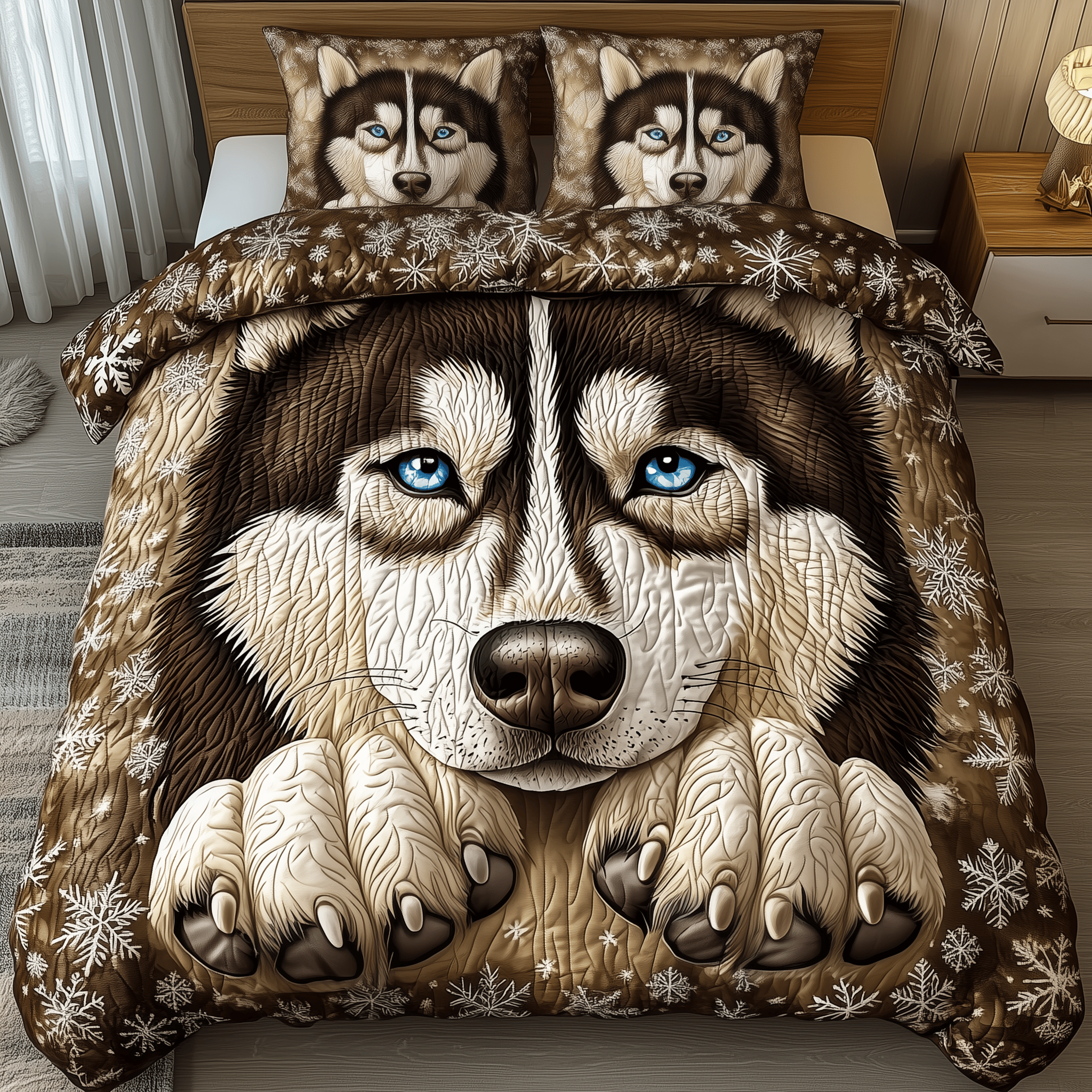 Northern Siberian Winter Quilted Bedding Set Duvet Cover Bedspread Set Merch Adult Son Gift