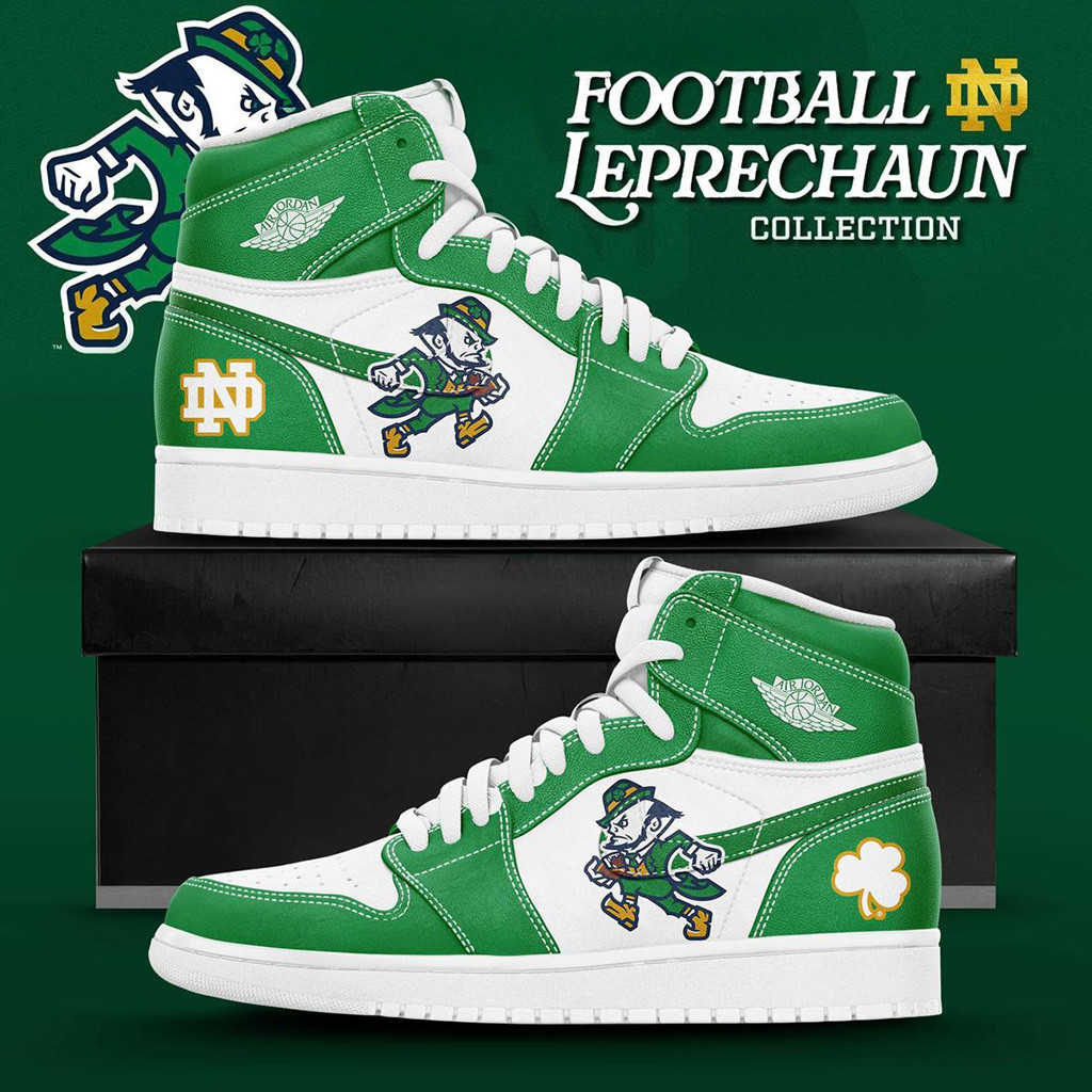 Notre Dame Fighting Irish Leprechaun New Logo 2025 Air Jordan 1 Shoes Fan Merch Husband Gifts