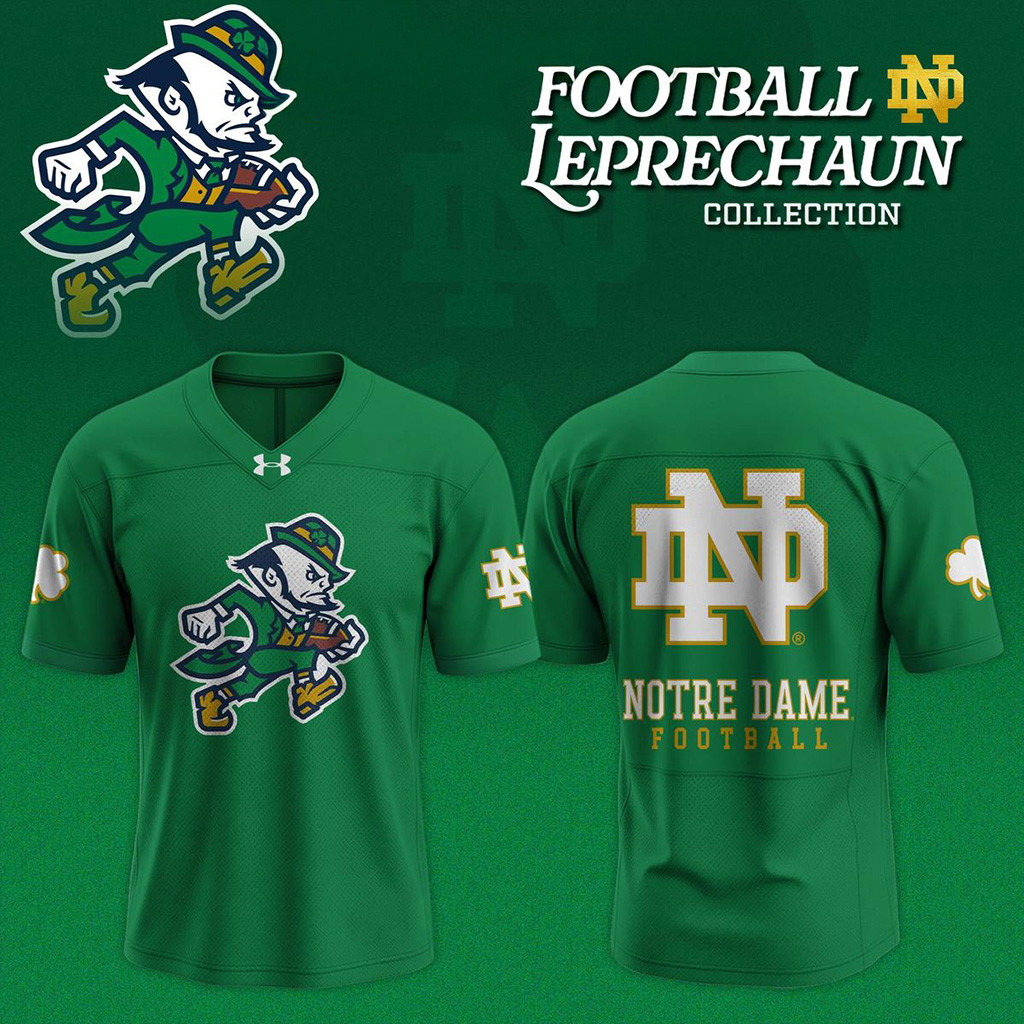 Notre Dame Fighting Irish Leprechaun New Logo Football Jersey Fan Merch Husband Gifts