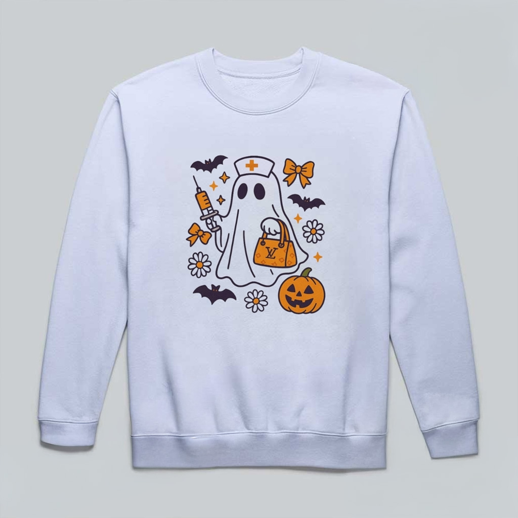 Nurse Halloween Coquette Sweatshirt Cute Spooky Nurse Sweatshirt Halloween Gifts