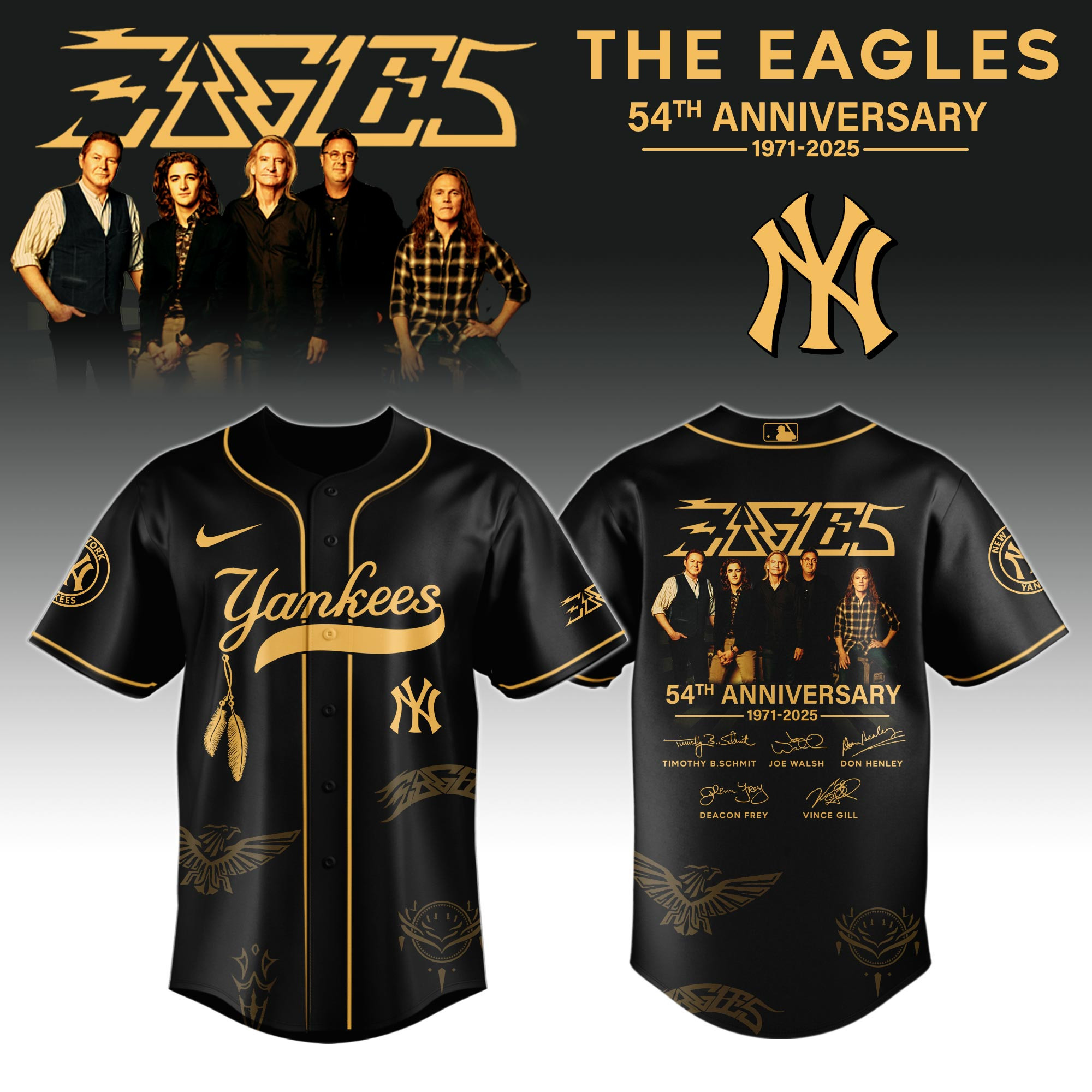 Ny Yankees X Eagles Band Music Jersey 2025 Gift For Baseball Lovers