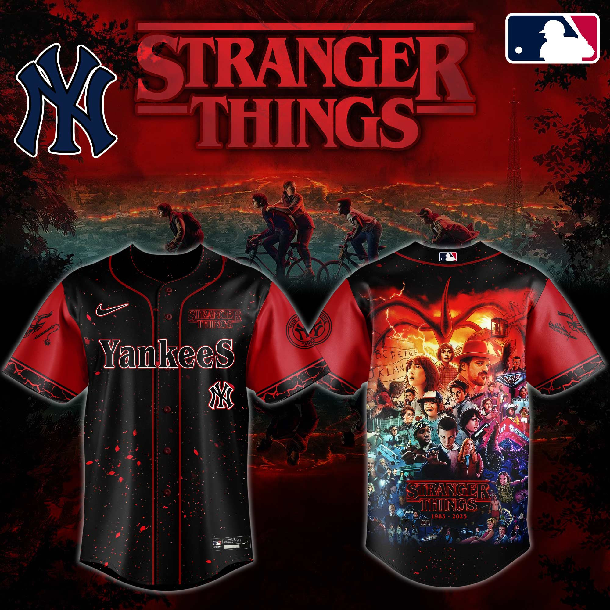 Ny Yankees X Stranger Things Jersey 2025 Baseball Player Gift Ideas