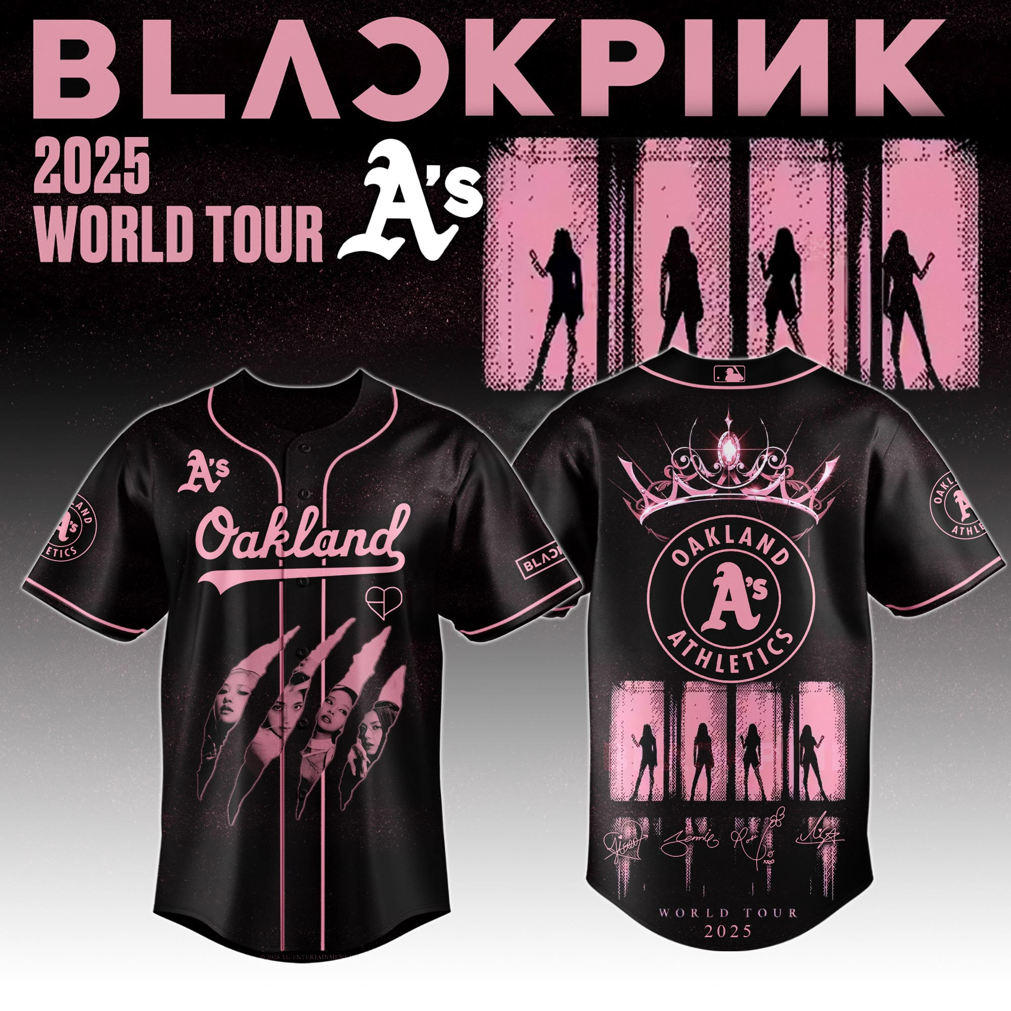 Oakland Athletics Mlb X Black Pink World Tour Baseball Jersey For Fans Athletics Merch