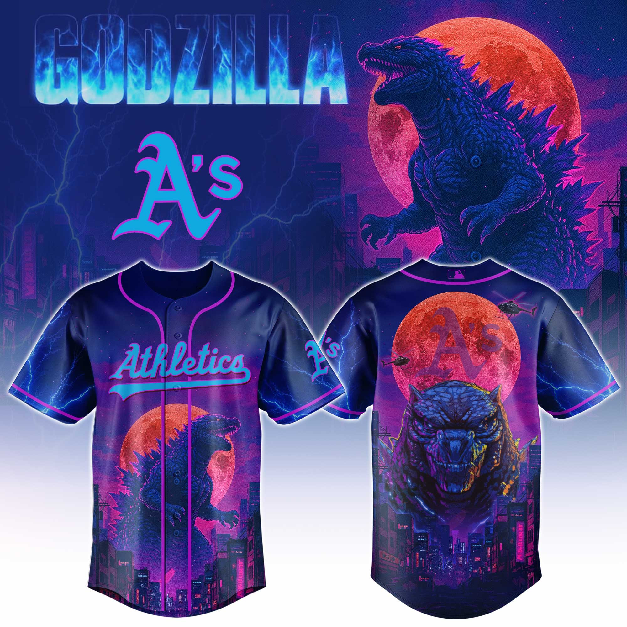 Oakland Athletics Mlb X Godzilla Baseball Jersey For Fans
